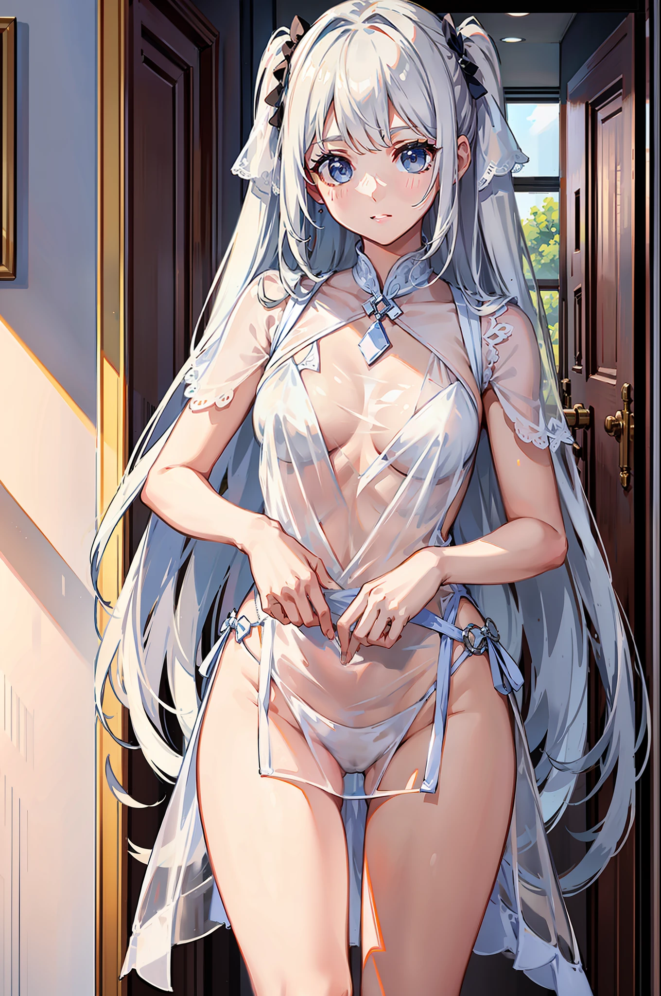 kitchens,1girll,,tmasterpiece,best qualtiy,highly detailed,no underwares,see-through transparent clothes,clothes see-through,very coquettish posture,is shy,8K,