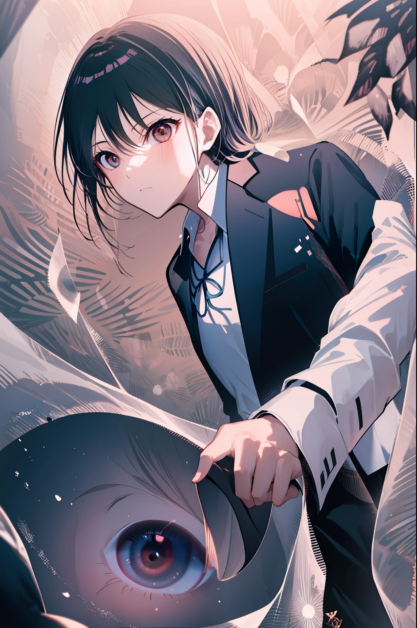 ((obra-prima)), ((melhor qualidade)), Alto, ((1boy)), There is only one person, 1st grade, Kiyotaka Ayanokuji, 1garoto adolescente de 15 anos, (((school uniform white shirt black jacket open jacket black tie long black pants))), (((Olhos vermelhos))), (((cabelo curto preto))), corpo completo anatomicamente correto, has a necklace of Jesus around his neck, pernas normais, utiliza sapatos pretos, ((He has a scared face and confusion)), ((Detailed full scenario)), ((mystery)), ((terror)), ((Tempo tenso)), Postura equilibrada, blush sutil | |, pingente de cristal BREAK hora dourada, (Rim lighting): 1.2, tons quentes, reflexo do sol, sombras suaves, cores vibrantes, painterly effect, dreamy atmosphere BREAK scenic lake, montanhas distantes, salgueiro, calm water, reflection, nuvens iluminadas pelo sol, Ambiente tranquilo, idyllic sunset, Ultra Detalhado, Arte Oficial, papel de parede 8k da unidade, Zentangle, mandala