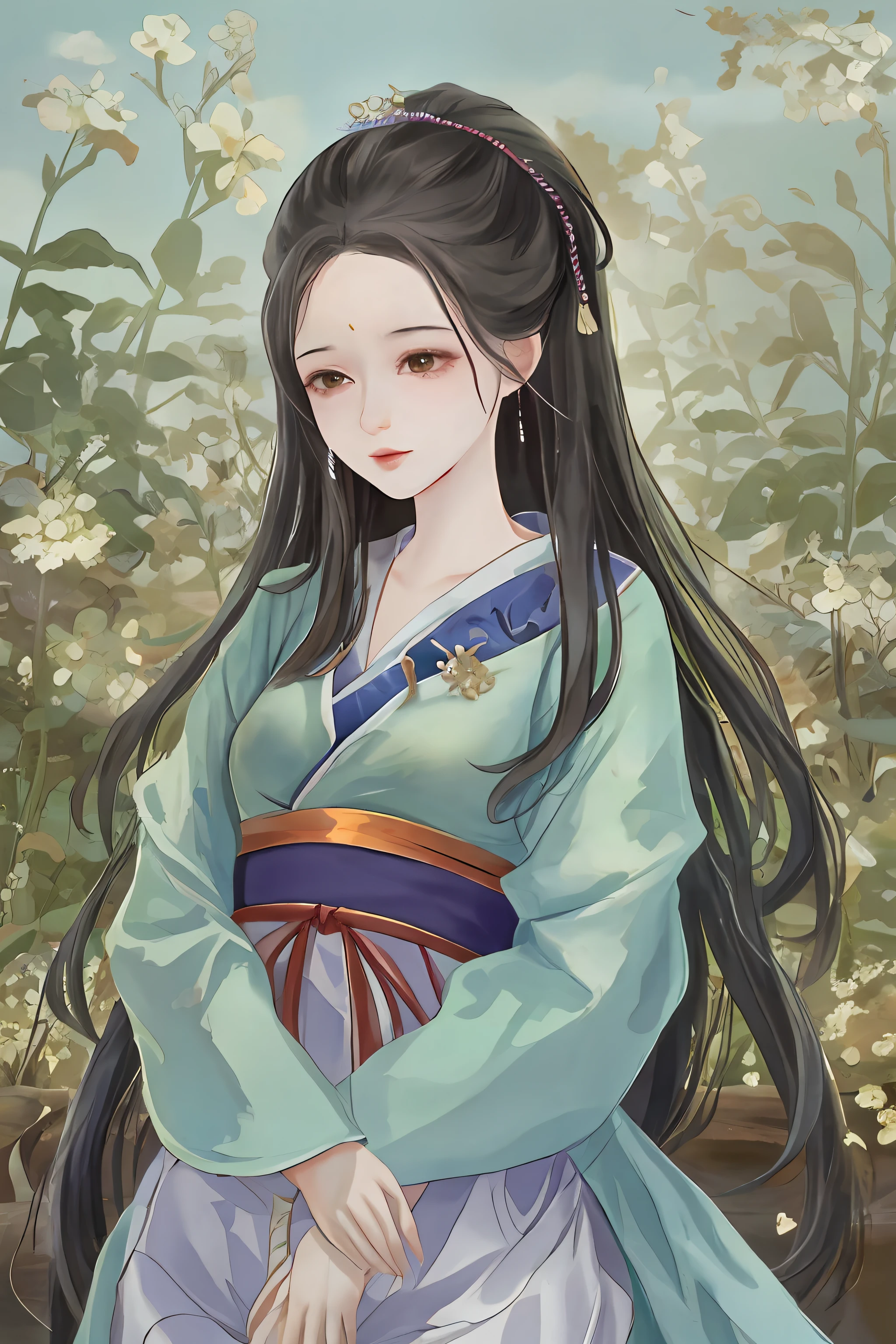 Ancient Chinese beauties flying in the sky,wearing ancient Chinese costume,Flowing tulle,Light silk,Lazy posture,large lotus leaf,lotuses,Ink painting style,clean color,Decisive cut,Leave white space,impressionistic,tmasterpiece,ultra-detailliert,Epic composition, high qulity, HighestQuali, 4K --v 6