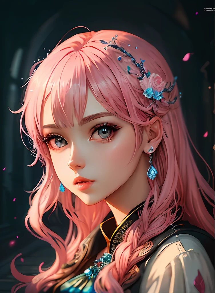 ((top-quality)), ((masterpiece)), ((realisitic)), (detaileds),anime styled、 (1人の女性)Close up portrait of woman with pink hair、Beautiful shining eyes, Like crystal clear glass、Casual clothing、4K high-definition digital art、stunning digital illustration、Stunning 8K artwork、colorfull digital fantasy art、Colorful and bright、beautiful digital works of art、Colorful Digital Painting、digital anime art、Portrait of beautiful woman、8K HD Digital Wallpaper Art、 Gorgeous Digital Painting
