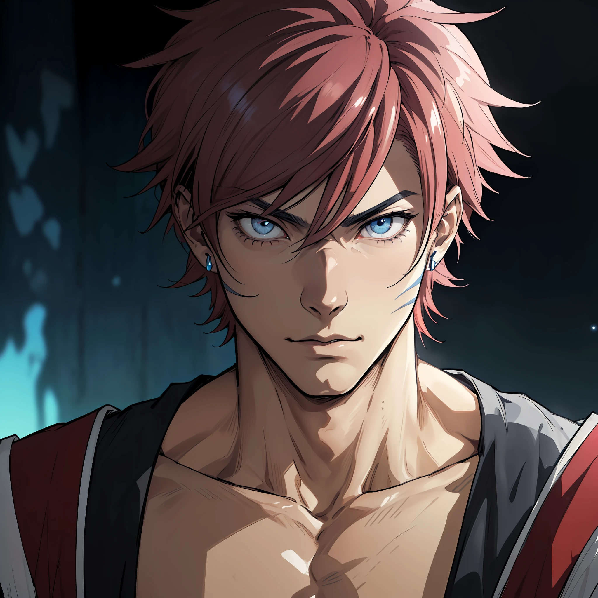 blue eyes, (Masterpiece: 1.8), (64k quality), (final fantasy artwork concept), detailed (manga eyes + hair + clothes + body + face + colors + shoulders + eyes (globular + transparent + liquid) + (sharper drawings) + (shiny jewelry) + (clothes folds) + (rounded eyes) + (consistent clothes) + (clothing features) + (eyes line), better (colorful + (coarser line) + (black line) + finishing . [Drawing] (Anime (Manga (Comics))) + (Coarse Line: 1.8) + (Black Line: 1.8) + (Color: 1.8) + (Clean: 1.8) + (Contrast: 1.8) + (Black Outline: 1.8) + (adjusted colors: 1.8) + (shadow set: 1.8) + (manga eyes: 1.8) + ((muscle: 1.8)) + ((bodybuilder: 1.8)), ((made homogeneous: 1.3))
