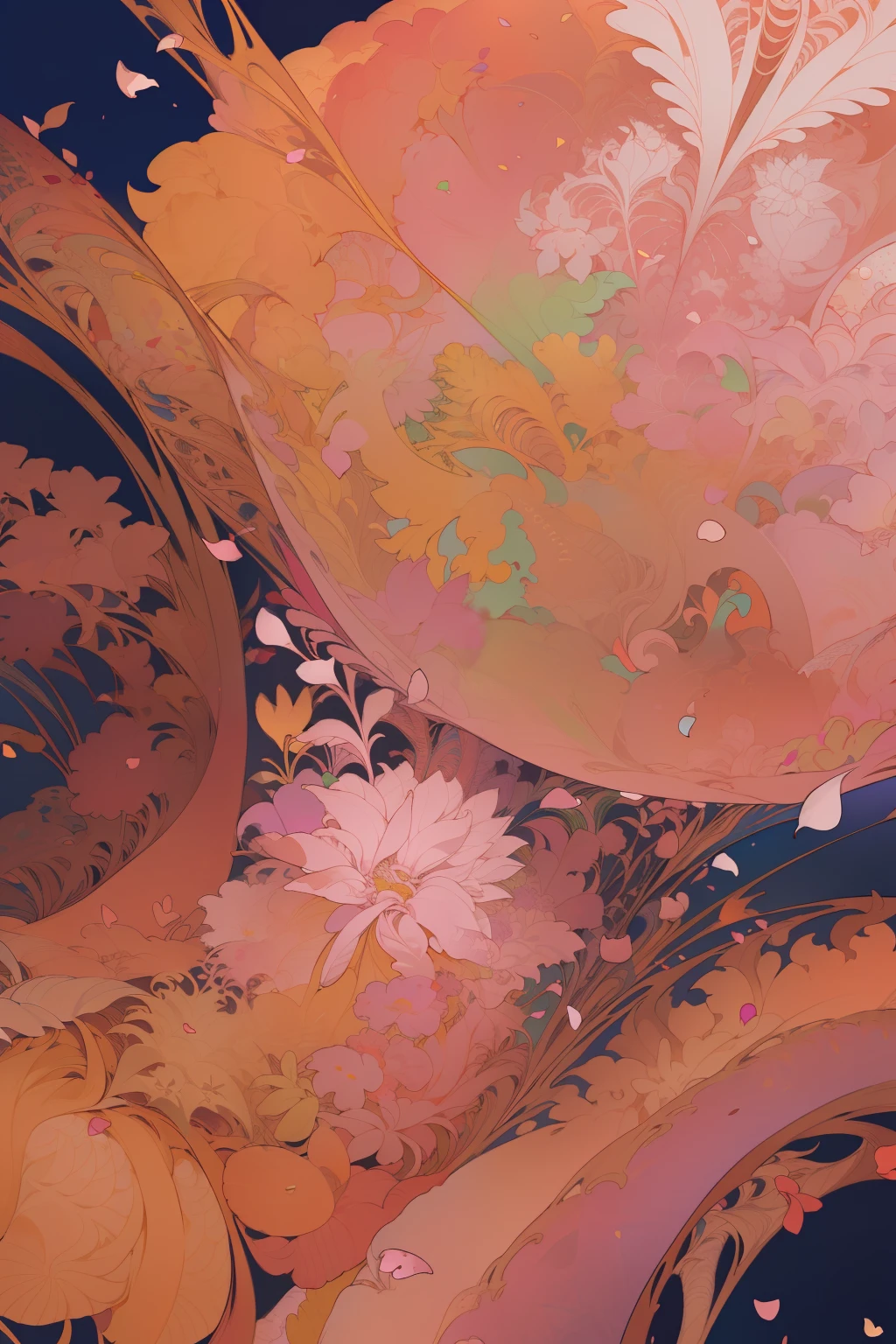 (a plant jungles)、ighly detailed、(abstract background、Zentangle、Fractal art:1.3)、(many colors、colourfull:1.1)、(pluma、flower petals、florals:1.3)、Near and far law