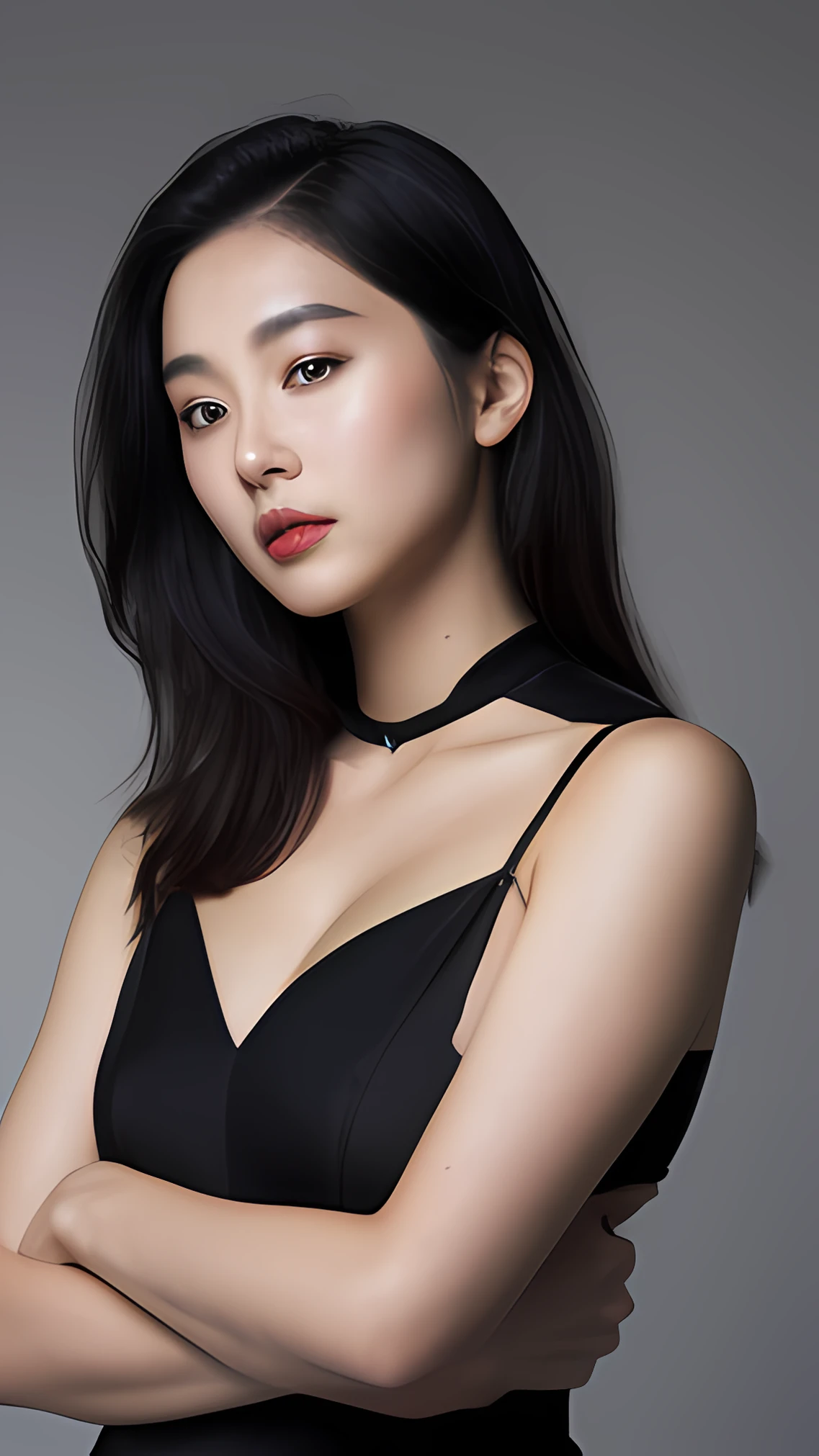A high resolution，exposing her chest，Delicate face，full bodyesbian，blacksilk，