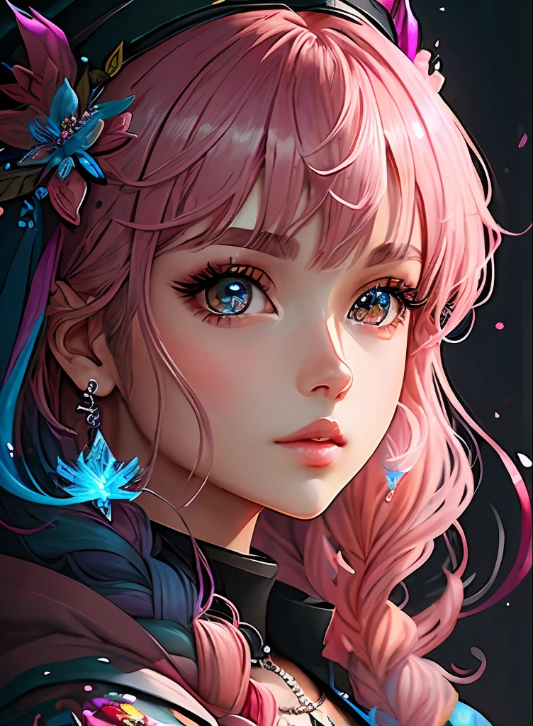 ((top-quality)), ((masterpiece)), ((realisitic)), (detaileds),anime styled、 (1人の女性)Close up portrait of woman with pink hair、Beautiful shining eyes, Like crystal clear glass、Casual clothing、4K high-definition digital art、stunning digital illustration、Stunning 8K artwork、colorfull digital fantasy art、Colorful and bright、beautiful digital works of art、Colorful Digital Painting、digital anime art、Portrait of beautiful woman、8K HD Digital Wallpaper Art、 Gorgeous Digital Painting