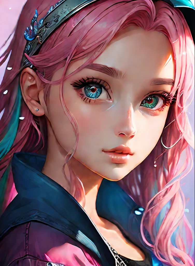 ((top-quality)), ((masterpiece)), ((realisitic)), (detaileds),anime styled、 (1人の女性)Close up portrait of woman with pink hair、Beautiful shining eyes, Like crystal clear glass、Casual clothing、4K high-definition digital art、stunning digital illustration、Stunning 8K artwork、colorfull digital fantasy art、Colorful and bright、beautiful digital works of art、Colorful Digital Painting、digital anime art、Portrait of beautiful woman、8K HD Digital Wallpaper Art、 Gorgeous Digital Painting