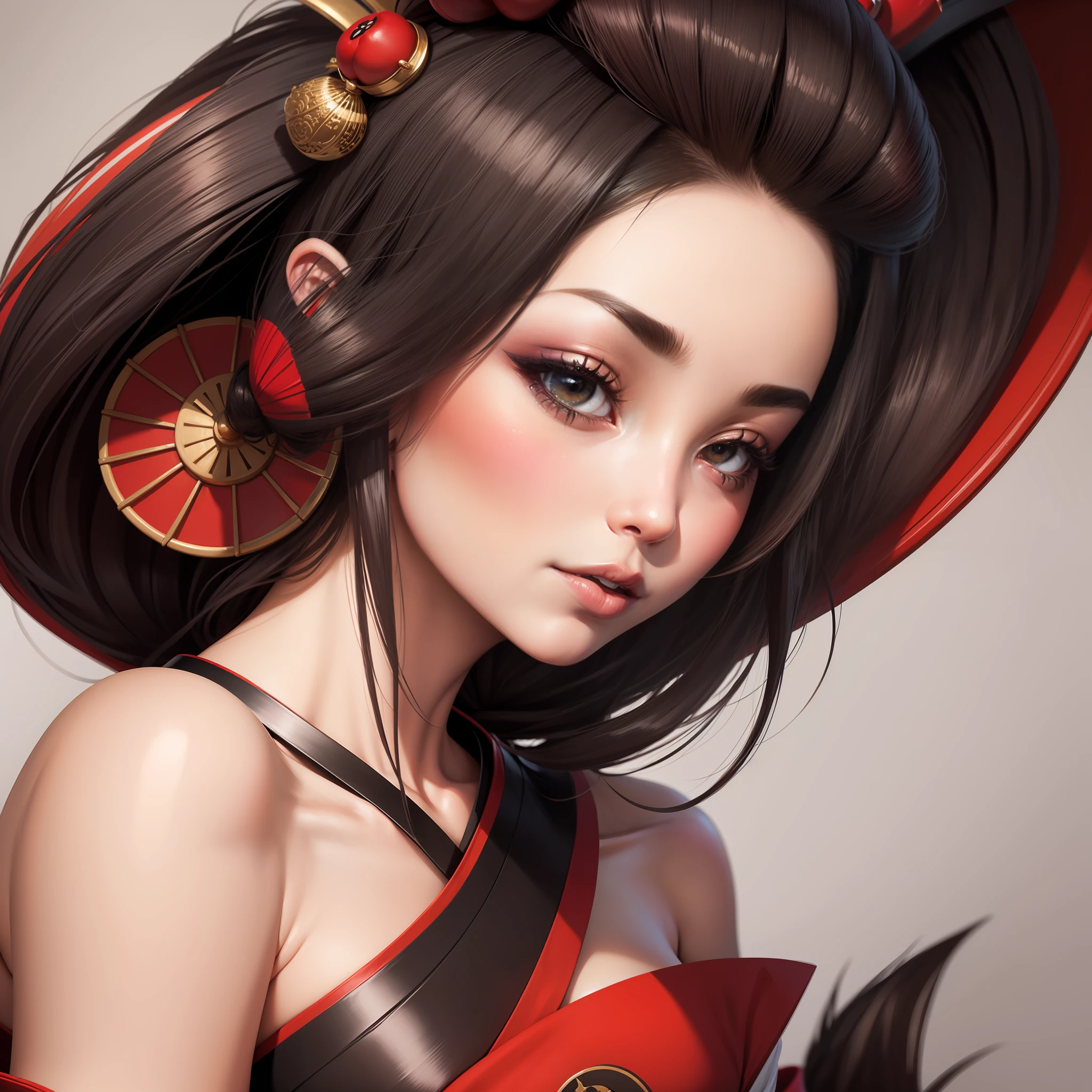 Geisha realista segurando leque
