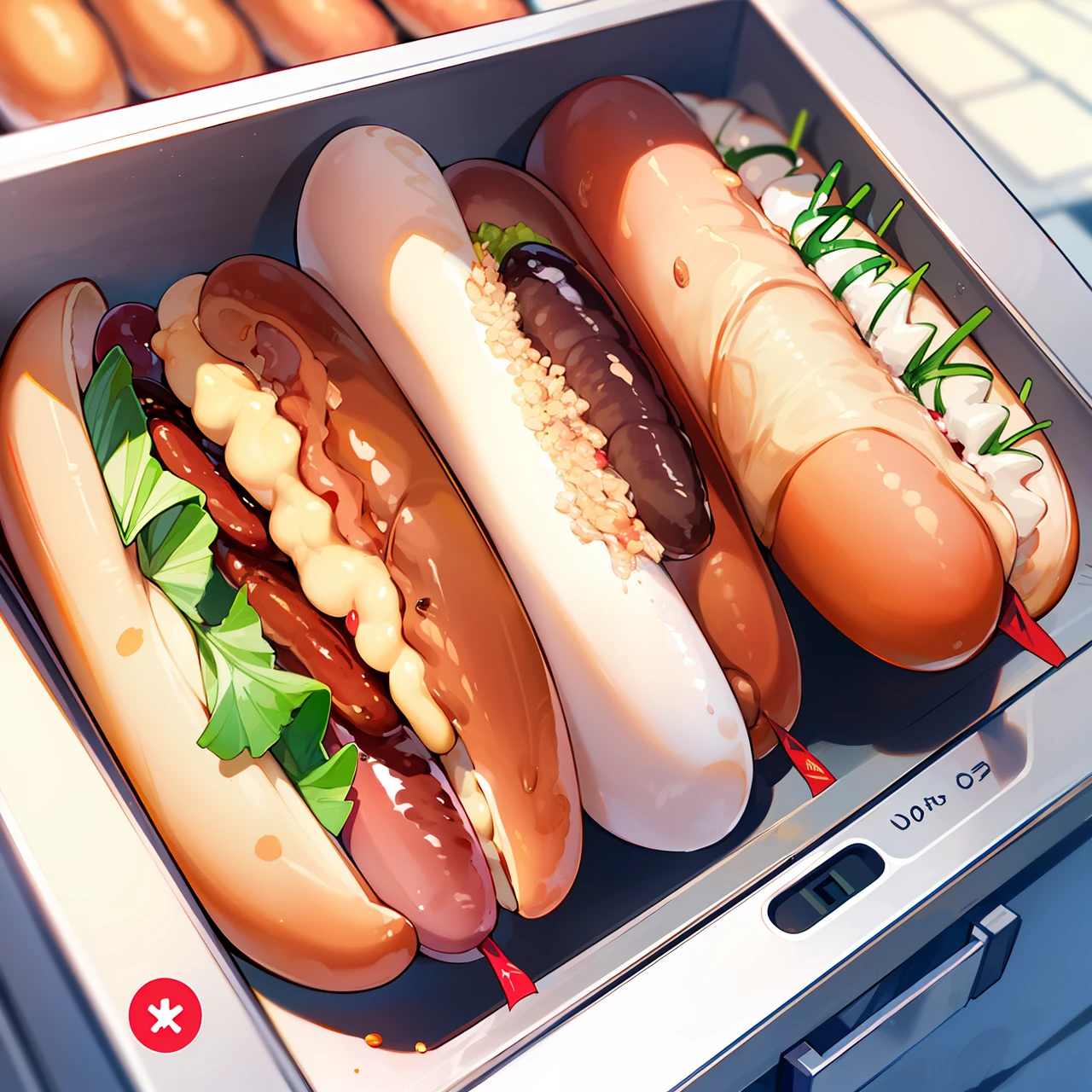 Promotion of three hot dogs from two sausages pressed for 30,00