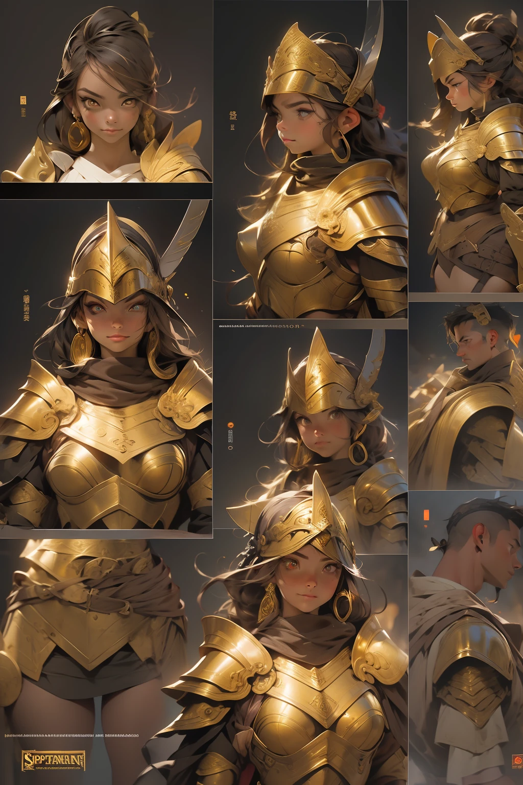 (masterpiece), (best quality), 1girl, female warrior, Sparta warrior, battle field, portrait, (golden glowing eyes), Spartan armor