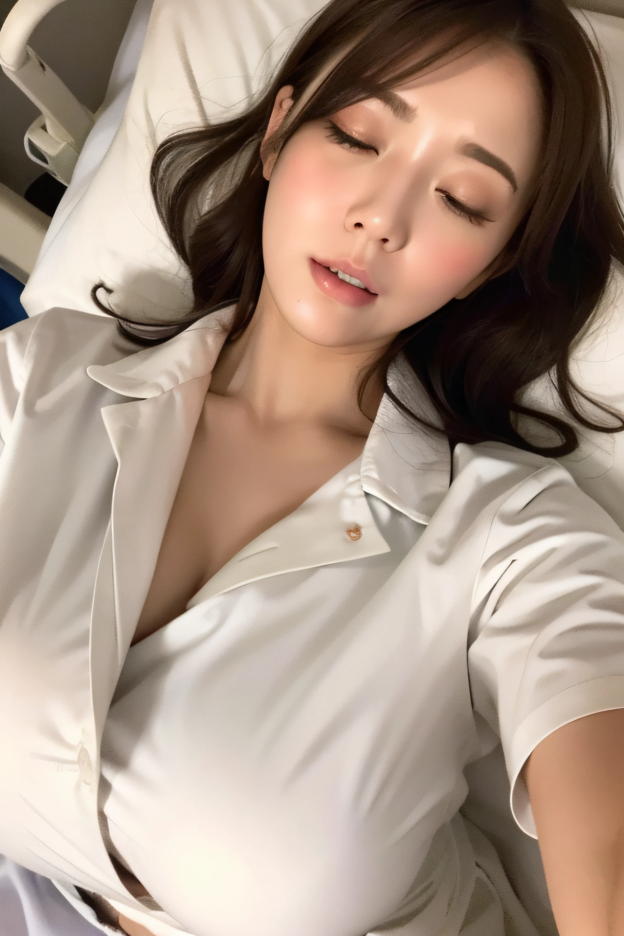 Lying on a hospital bed,Pure white nurse uniform,eye closeds,huge tit,Can't breathe,climaxing,climaxing,It's almost gone,To go,Blushlush,Trembling,Can't hold back,Charley horse,