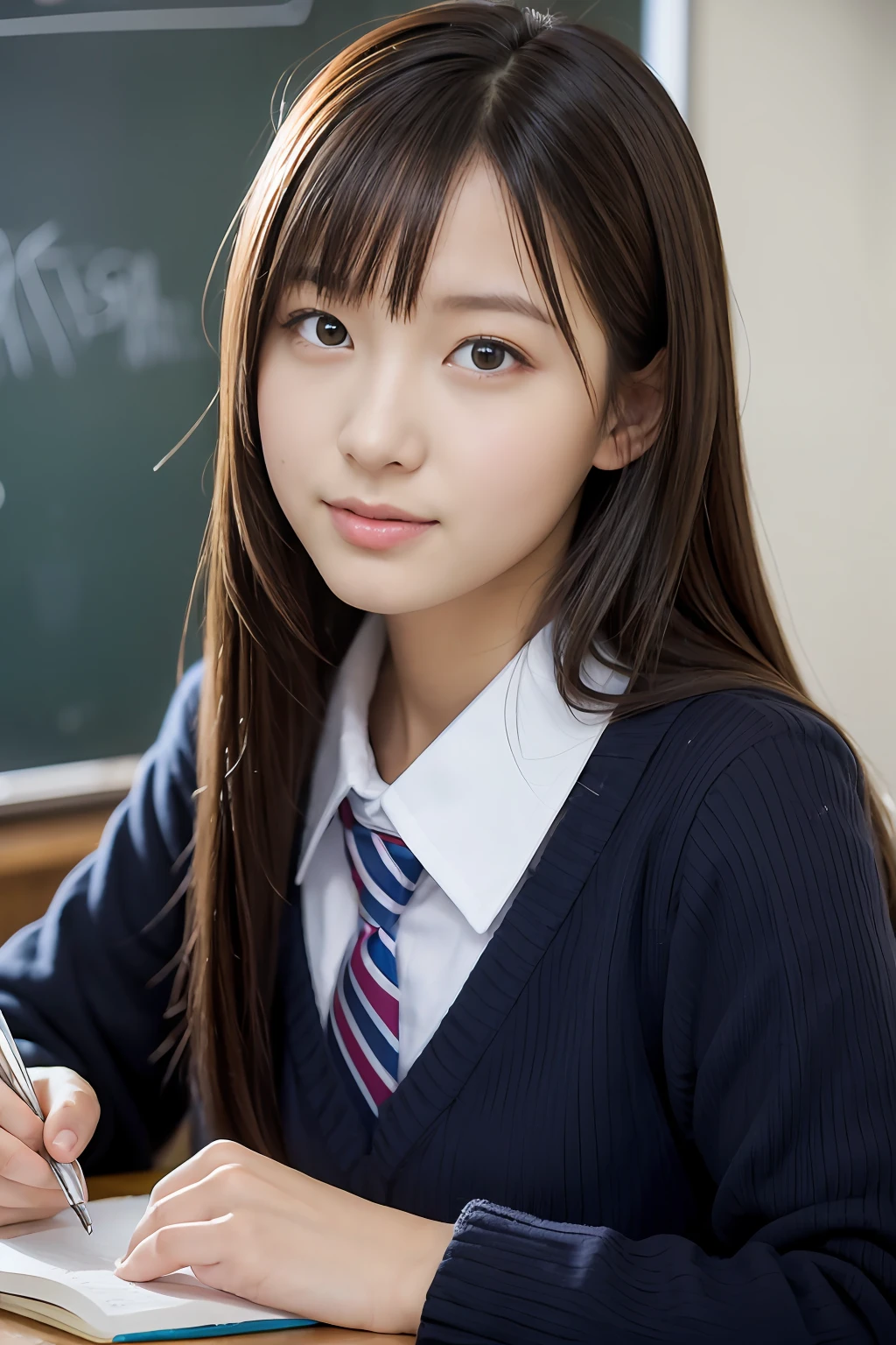 Mature schoolgirl studying at school