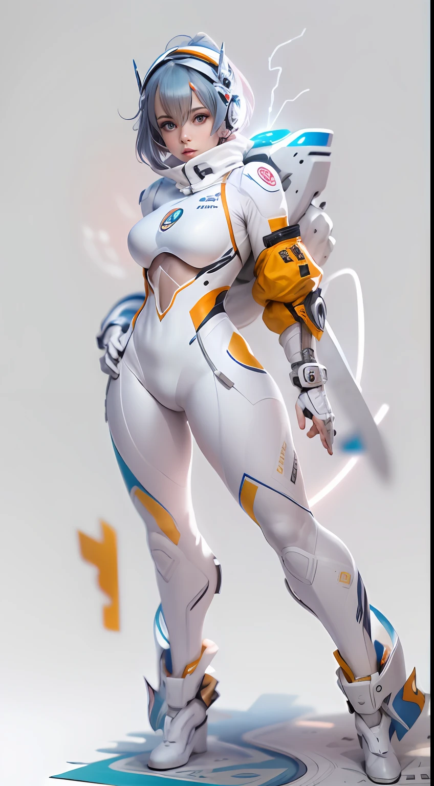 Best quality,Highly detailed,Masterpiece,Ultra-detailed,Solo,1girll,(White background:1.5),(Delicate eyes),1girll, Manteau, ayanami_Wang, tightsuit, White_tightsuit, Red_Eyes, Solo, Simple_Background, White_Background, pilot_suit, short_Hair, Blue_Hair, bangs, interface_headset on head, Turtleneck, Hair_between_Eyes, Skinny, parted_Lips, Looking_at_peeping at the viewer, small_Breasts, The upper part of the body_Body,wariza (Masterpiece, Best quality:1.4), Light painting, (Long exposure:1.2),dynamic streaks, luminous trails, Vibrant colors, fluid movement, Charming Patterns, Creative experimentation,(1girll),(highest details),(Cowboy shot:1.2),Dynamic pose,