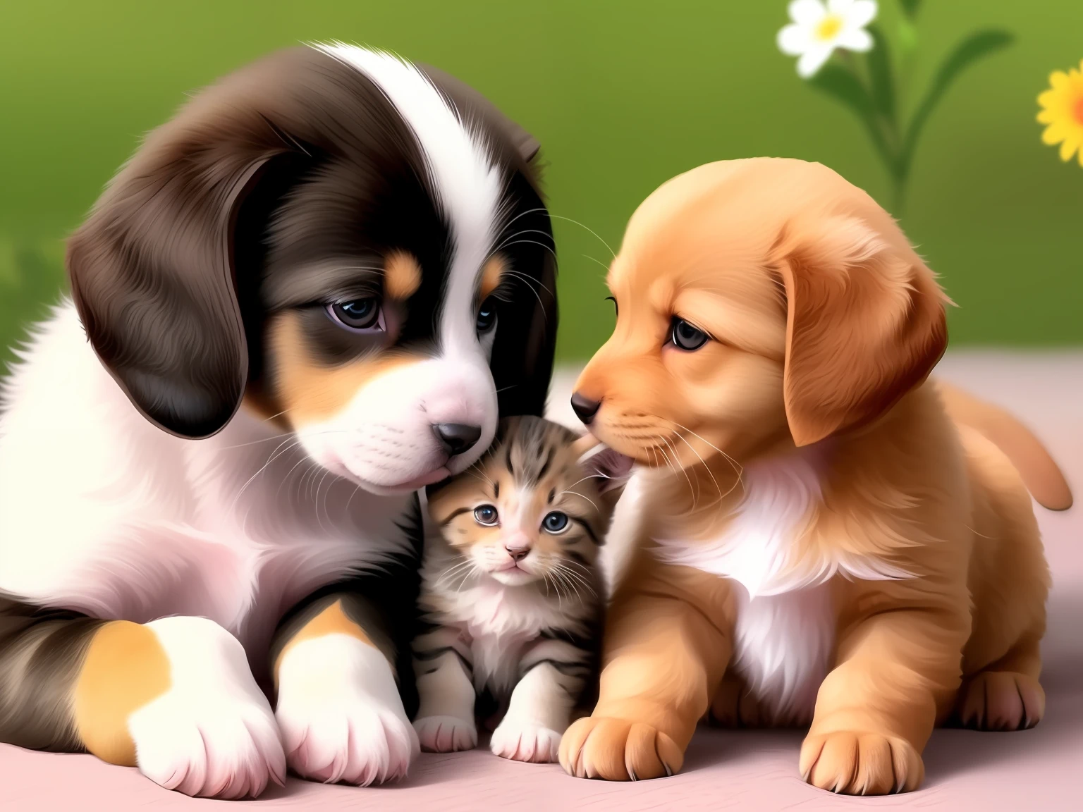 [(a puppy:1.4) talking with (a kitten:1.4)], complex