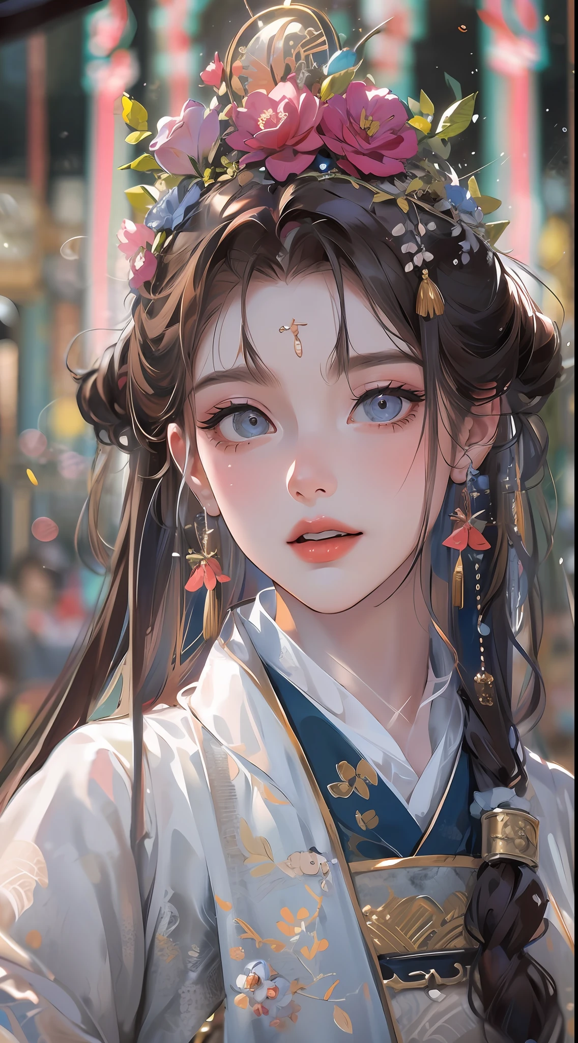 Best quality at best,tmasterpiece,illustratio,an extremely delicate and beautiful,The is very detailed,CG,unity,8k wallpaper,astounding,finely detailled,tmasterpiece,Best quality at best,offcial art,Very detailed CG unity 8k wallpaper,absurderes,Incredibly Ridiculous res,hugefilesize,ultra - detailed,A high resolution,The is very detailed,Beautiful detailed girl,very detailed eyes and faces,beatiful detailed eyes,light in face,(Hanfu:1.1),1girll,full bodyesbian,full bodyesbian,shot of,,tmasterpiece,1girll,独奏,brunette color hair,white dresses,,white thighhig,lake,dampness