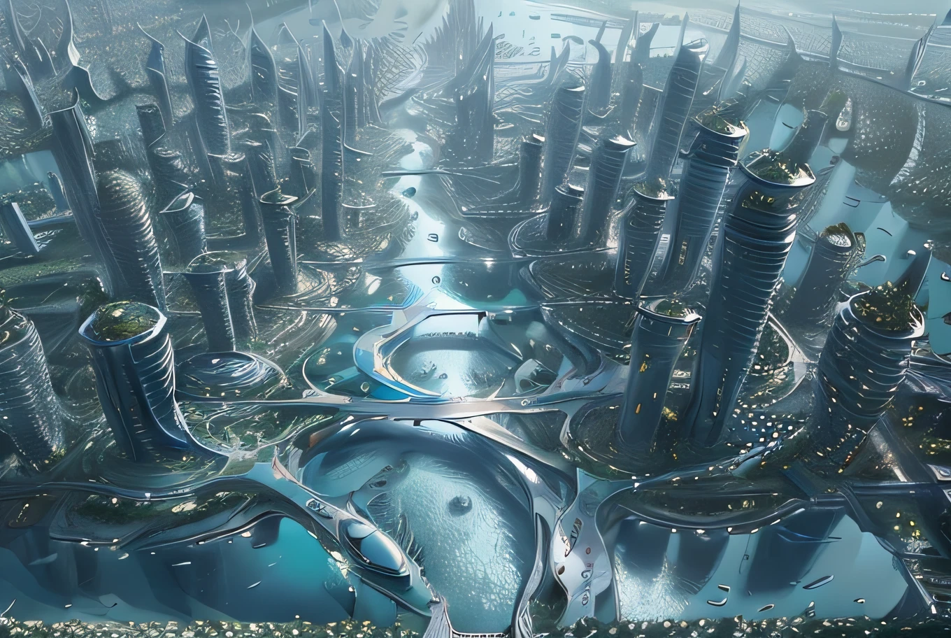 modern futuristic design large underwater city, futuristic underwater cityscape, a artificial waterfall and a pond with colorful flowers in the middle, nature meets underwater architecture, built inside ocean, realistic beehive architecture, organic underwater architecture, very close to real nature, breathtaking render,city with underwater forest , advanced civilization technology,stunning architecture, luxury architecture, realistic fantasy render, by Zha Shibiao, epic and stunning, architectural visualization, epic architecture, concept art. 8 k,castle