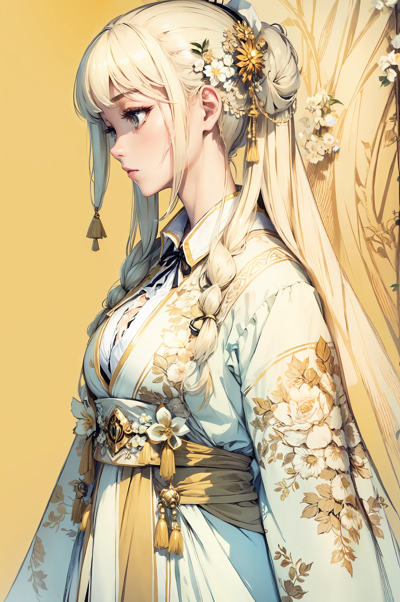 goodness，big breasts beautiful，gentleness，high high quality，Pale yellow clothes