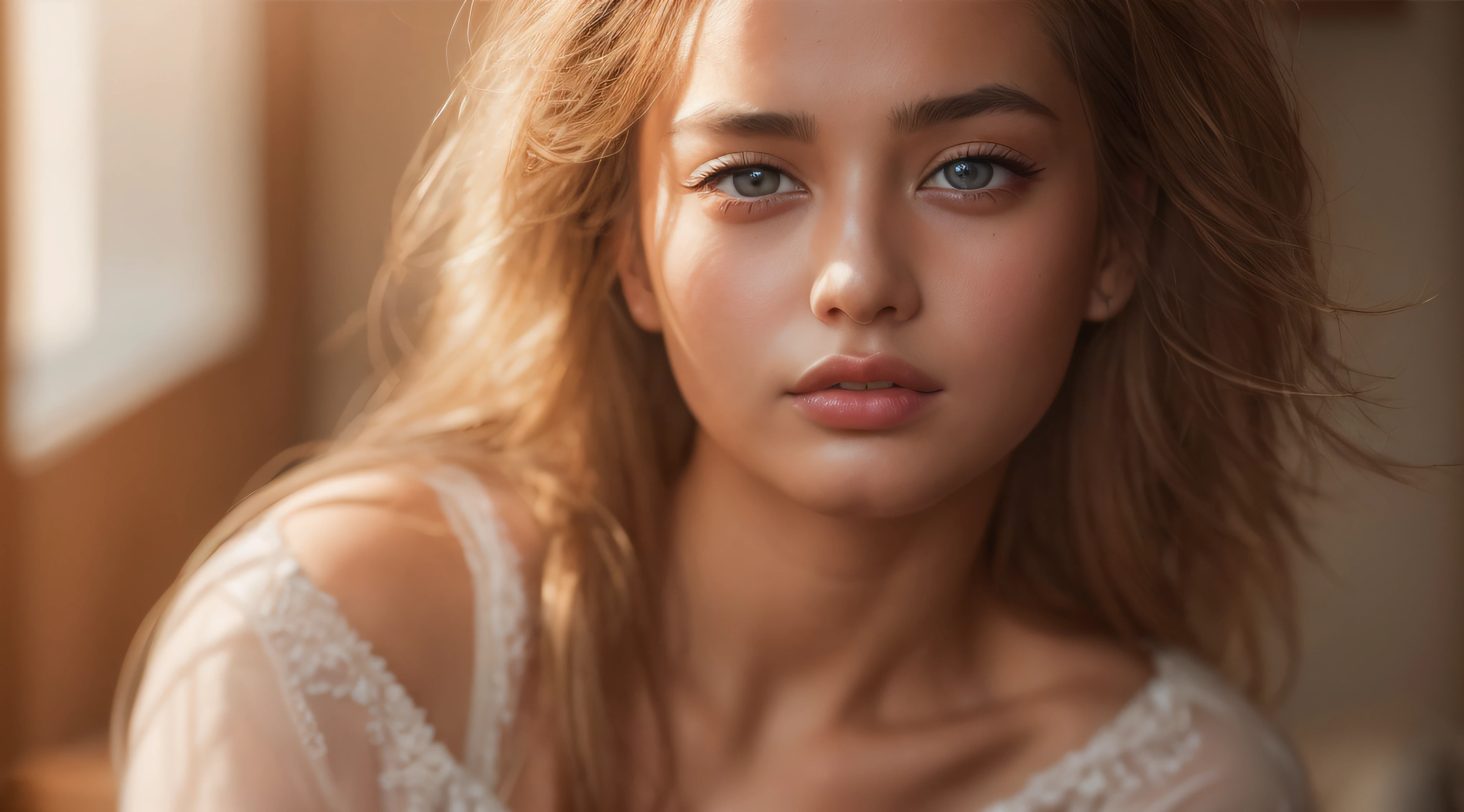 RAW photo, a 22-year-old-girl, no clothes on, no bra, no panties, no underwear, sit beside window, (1girl), (realistic), (photo-realistic:1.5), lipstick,(RAW photo, 8k uhd, film grain), Sharp Eyeliner, Blush Eyeshadow With Thick Eyelashes, extremely delicate and beautiful, 8k, soft lighting, high quality, highres, sharp focus, extremely detailed, (sunlight on face), beautiful detailed eyes, extremely detailed eyes and face, masterpiece, cinematic lighting, (high detailed skin:1.2), 8k uhd, dslr, soft lighting, high quality, film grain, Fujifilm XT3