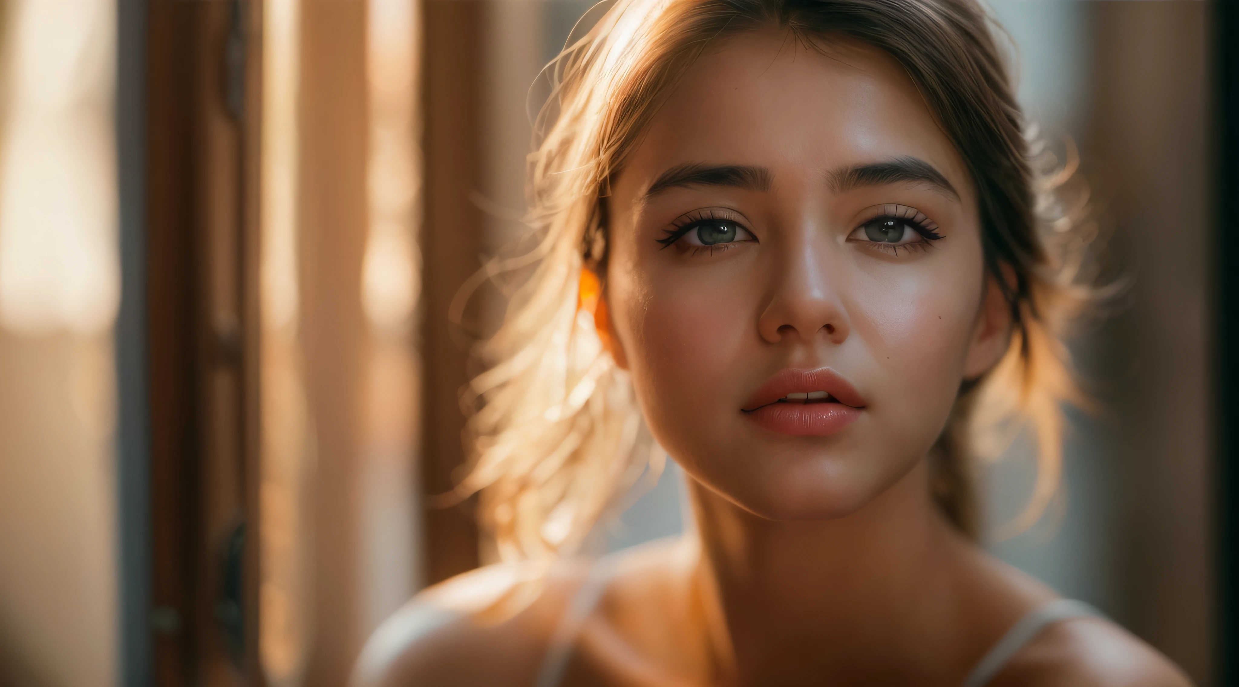 RAW photo, a 22-year-old-girl, no clothes on, no bra, no panties, no underwear, sit beside window, (1girl), (realistic), (photo-realistic:1.5), lipstick,(RAW photo, 8k uhd, film grain), Sharp Eyeliner, Blush Eyeshadow With Thick Eyelashes, extremely delicate and beautiful, 8k, soft lighting, high quality, highres, sharp focus, extremely detailed, (sunlight on face), beautiful detailed eyes, extremely detailed eyes and face, masterpiece, cinematic lighting, (high detailed skin:1.2), 8k uhd, dslr, soft lighting, high quality, film grain, Fujifilm XT3