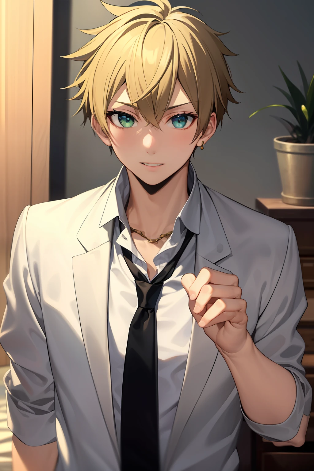 masterpiece, best quality, high quality, 1boy, solo, male focus, looking at viewer, upper body, liberta_arcana_famiglia