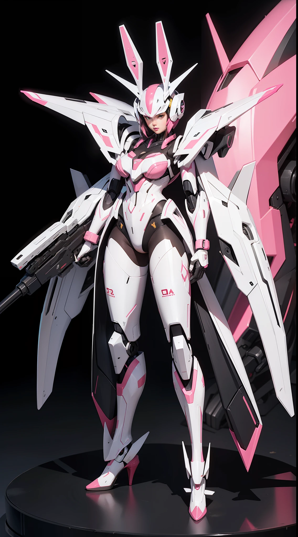 Mecha Full Body Pink Rabbit Character Design.