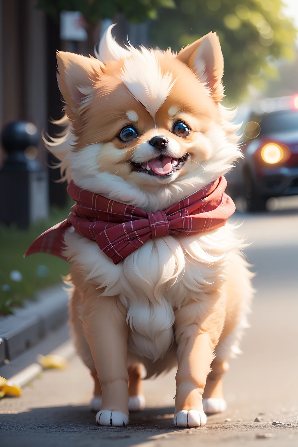 cute little pomeranian puppy. real. windy.