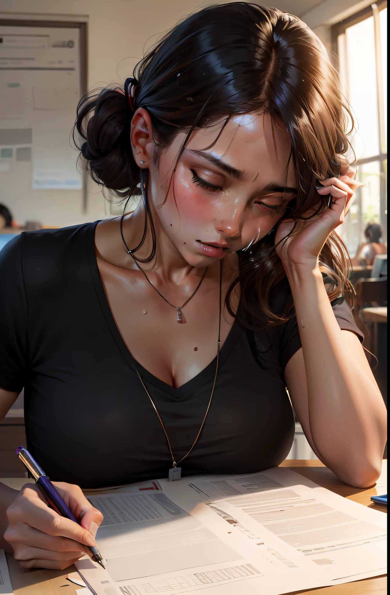 Busy working on questions and sweating hot