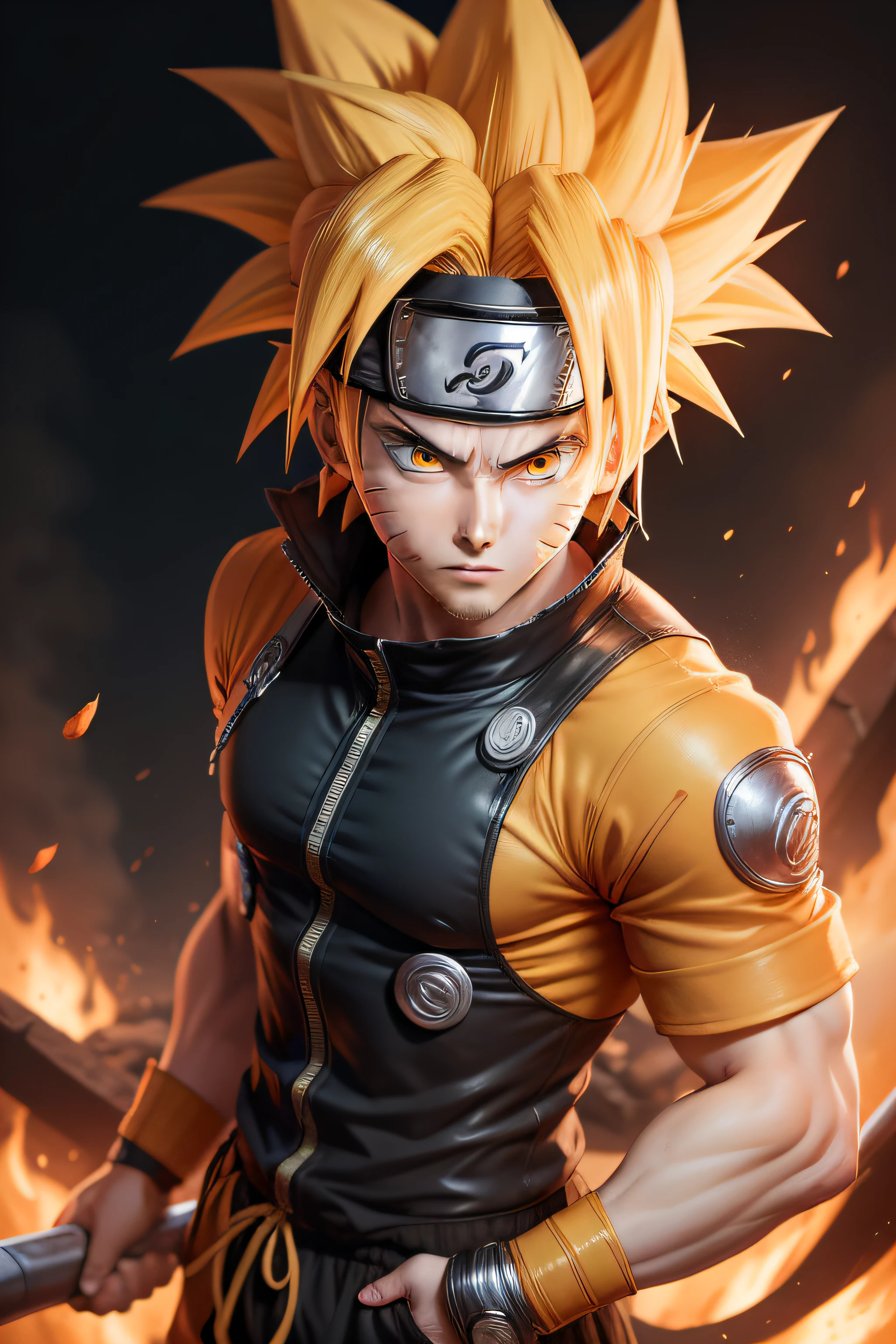 Naruto junction + Goku com rosto detalhado e bem feito, tudo bem detalhado