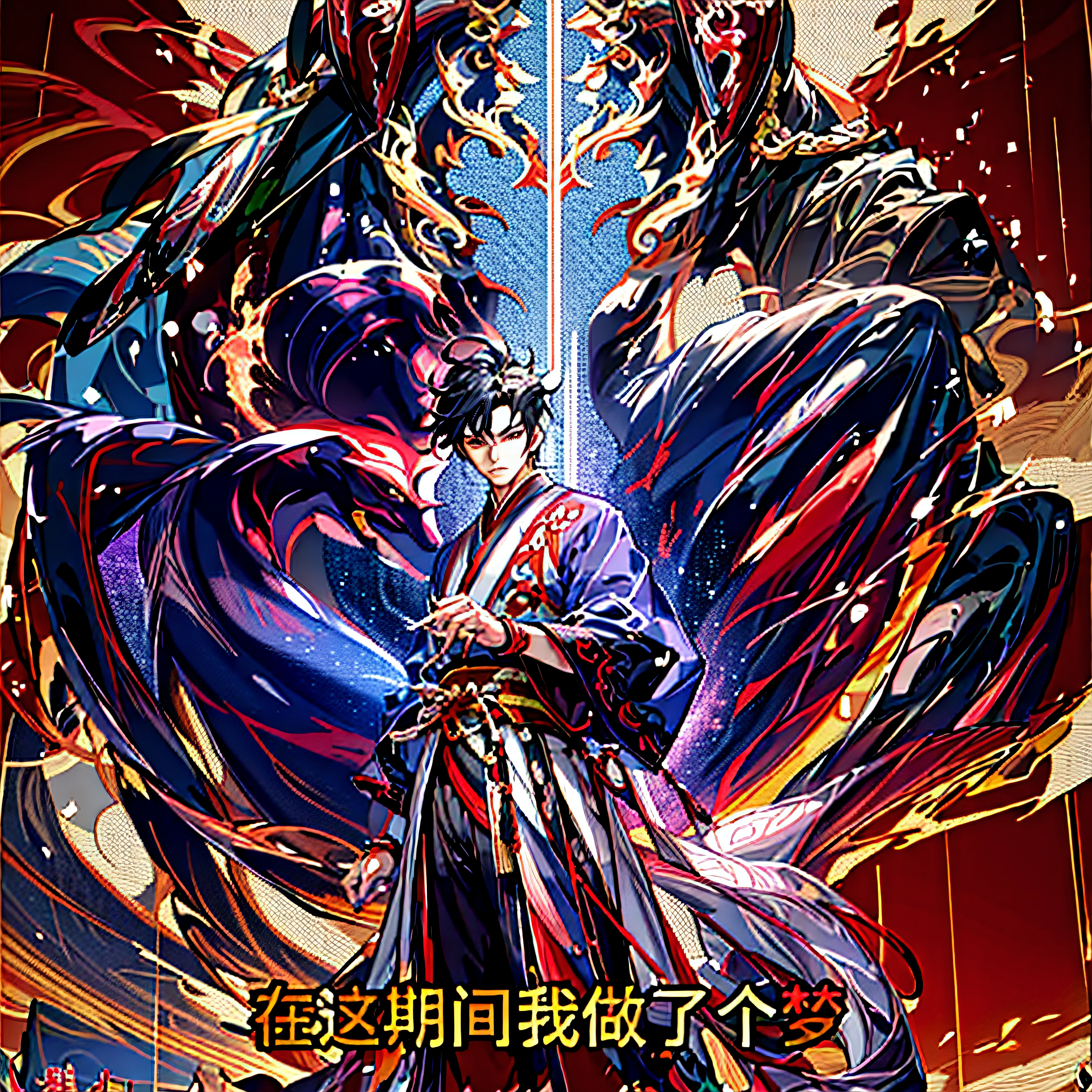 Anime poster of a man in a kimono holding a sword, by Yang J, heise jinyao, Keqing from Genshin Impact, yiqiang and shurakrgt, ( ( The king of artificial intelligence art ) ), author：Wang Lei, shadowverse style, G Liulian art style, Chiba Yuda