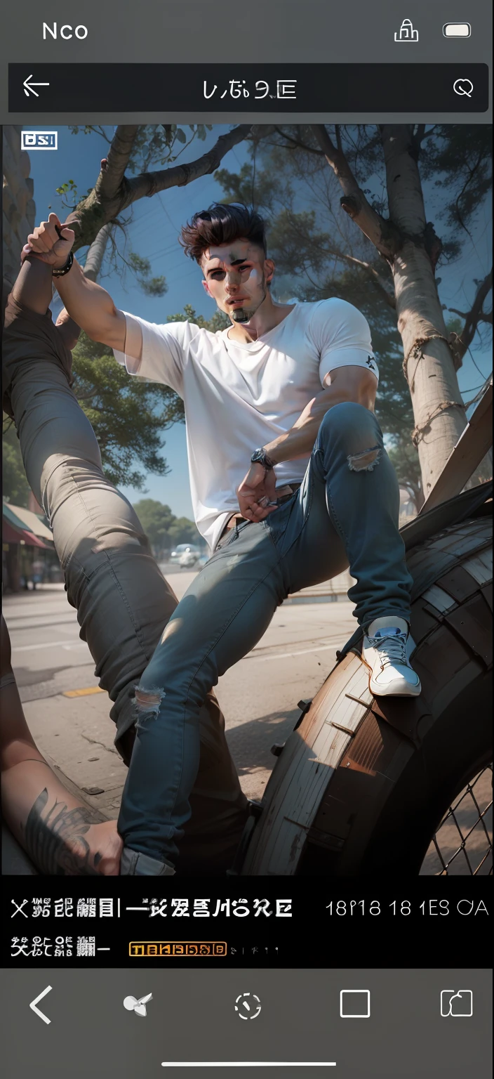 Short inch head,Handsome,whitet-shirt,Gray jeans,180 height,