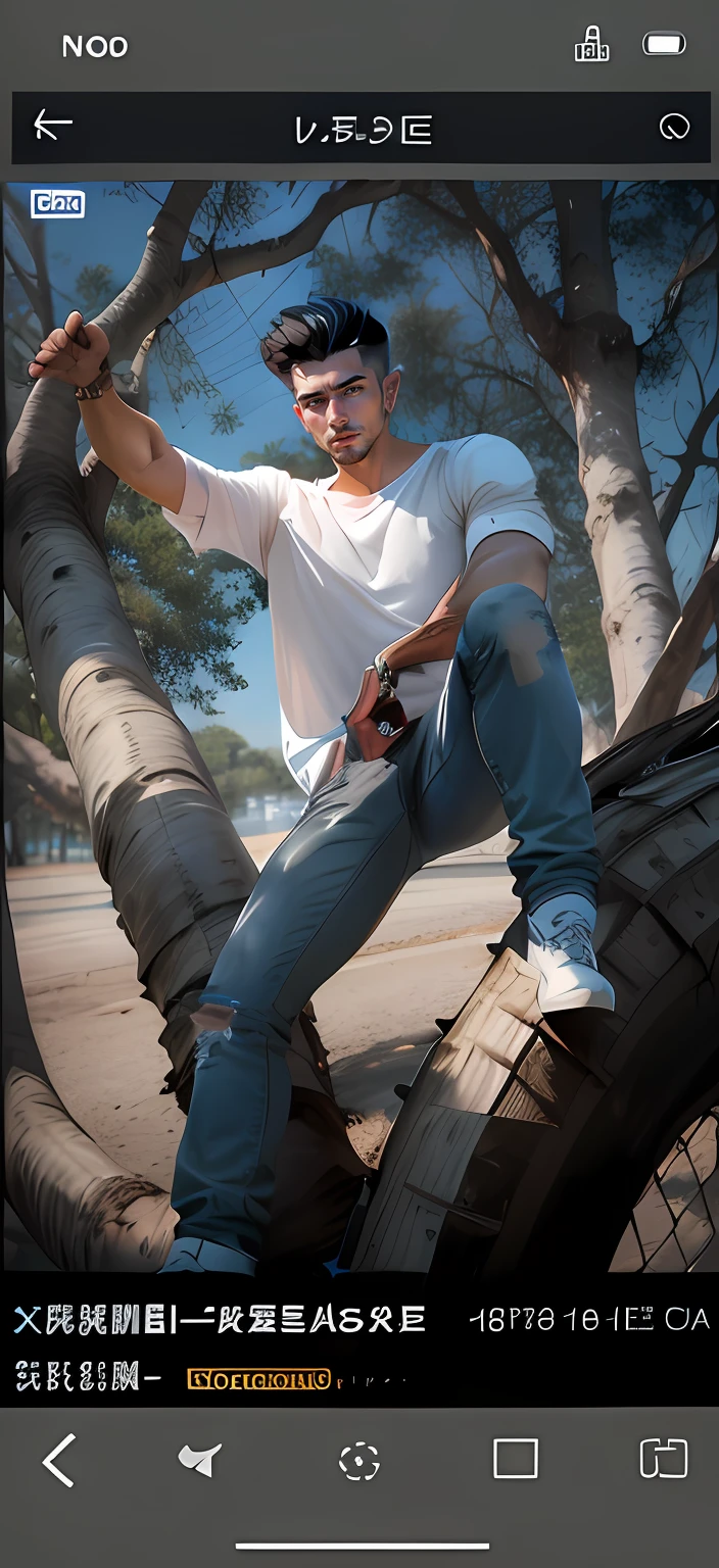 Short inch head，Handsome，whitet-shirt，Gray jeans，180 height，