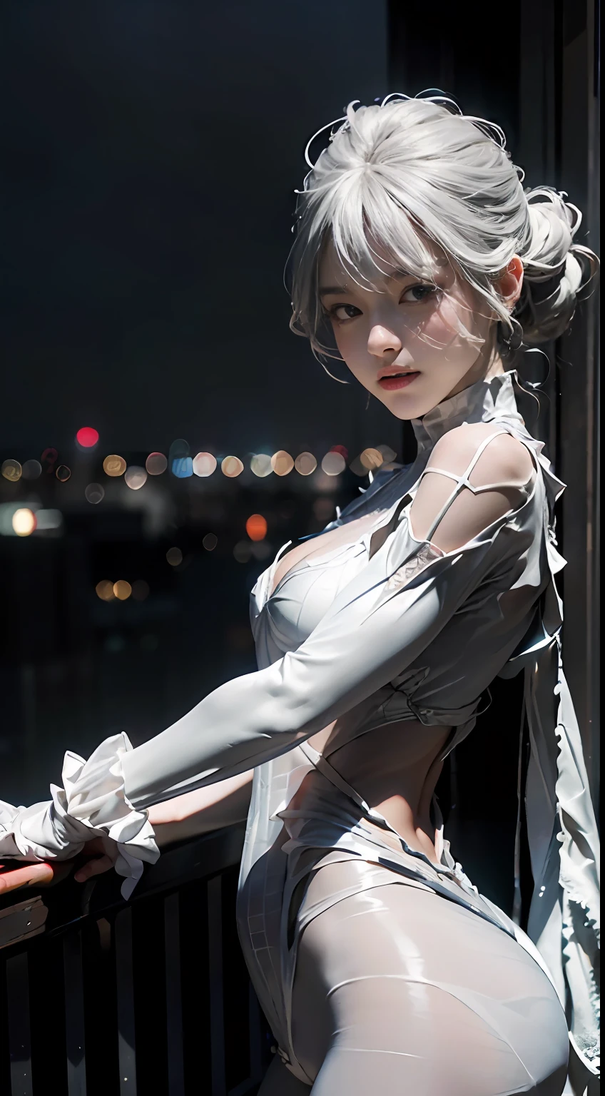 (Extreme Detail CG Unity 8K wallpaper、masterpiece、top-quality)、(exquisite lighting and shadow、highly dramatic picture、cinematic lens effects)、Cute girl in white Spider-Man costume、Silver-gray hair color、Spider-Man Parallel Universes、Wenger、Marvel、spider-man、Dynamic and dynamic poses)、(excellent details、Outstanding lighting、wide angles)、(Excellent rendering、Enough to stand out in its class)、 White Spider-Man Costume、Focus on complex spider textures。Tokyo Tower at night in the background。The fabric of the costume is very thin and adheres to the skin、It's raining。
