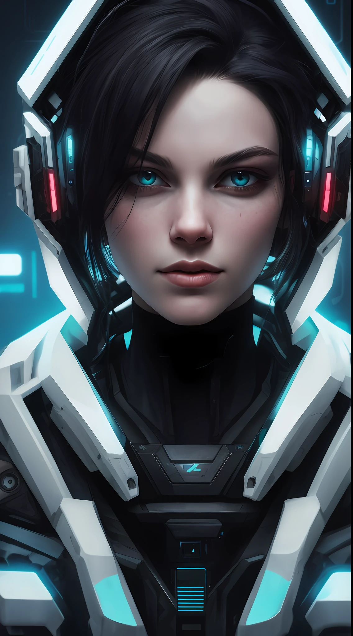 portrait, white c4ttitude, cyberpunk