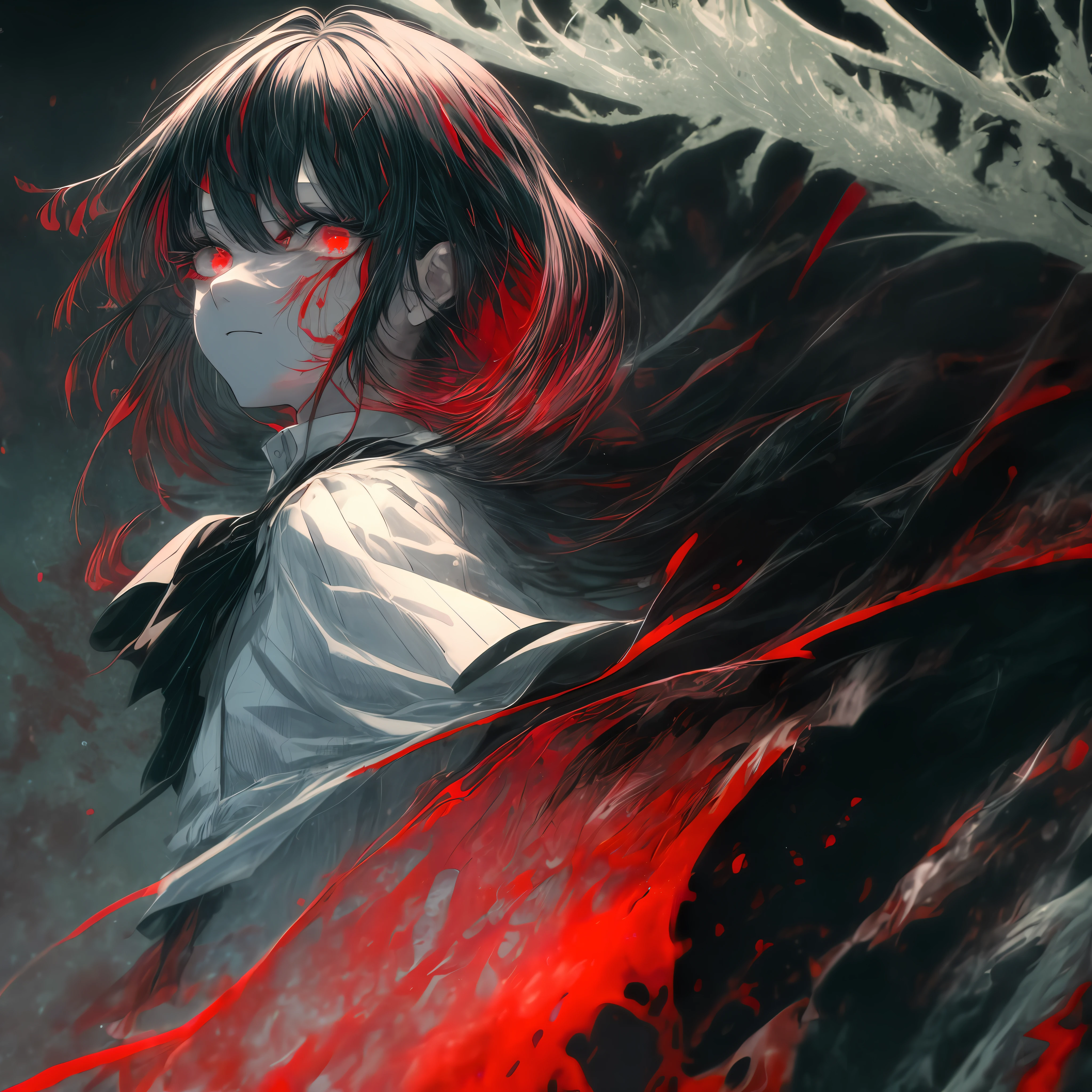 a closeup of a, big eyes, eyes, compound eyes, Unique students, Unusual pupils,Kaneki, Monochrome, Radioactive light, anime2018::1, Red::1, Neon color::1,, Part 1.5, detaled face, ultra quality, Ultra Graphics, Flowering 1.0, l vampire, depression, ultra realistis, Anime IRL,Anime boy, Dark Style, HDR, RTX, The body crumbles , Detailed Face,soft-lighting, makoto sinkai,Digital Painting,looking up at the camera", 8K, extra limbs,big dreamy eyes,blurry, Smooth soft skin, Cloned face, Symmetrical,neon liquid, flowing from the eyes,anime art,photo, Face cracking , ..key: Red, blood from the eyes, Realistic, Realistic light, Realistic anime, realistic shadows, Liquid, dripping from a tree,depressive, Clouds, Sakura, spider lily , A detailed eye, eyes focus, Lashes, fluffy lower eyelashes:1.5, pale face, Very red eyes, gloomy atmosphere, Scary picture, woods, mist, Neon Red Liquid, flowing down from the trees, Dark atmosphere, The body crumbles, braids, Sateen, blood on the ground, fire, eye closeup,The Better Generation, Ultra Generation, Generation 3000, 2048×2048.., Face detailing, Detailing clothes, Symmetrical balance, Tokyo Ghoul, l vampire, Kaneki, Anime 2020, Water and sky, black hair,Detailed hair, Tokyo Ghoul, Kaneki, l vampire, Depressive art, depression, ennui, Sadness, cry, pain, Black smoke, Black Energy, Tentacles, Kagune, bloods, blood on the face, A sea of blood, fetters, barbed wire, fire, Wide-angle camera, lots of fine detail, spider lily, Sakura, Sweet, Scalopendra, Black background, Hole in the case, Dead Inside, Dead Art, lying on the grass, Manga style, comic style, Multiple frames, The body is destroyed, Manga page, Eyes are everywhere, Lots of eyes in the background, Drawing of Ishida sui, art of Ishida sui, in the style of Ishida sui, Two people, in full growth, depressive posture, Flowers spider li