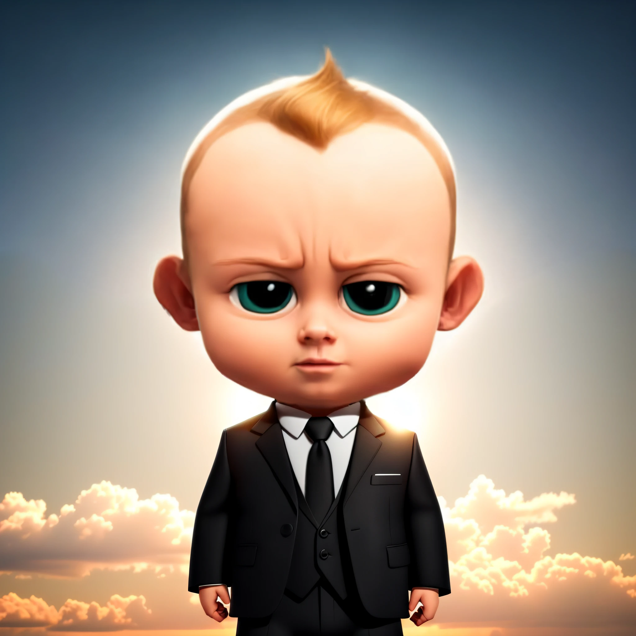 a black suit with arms raised