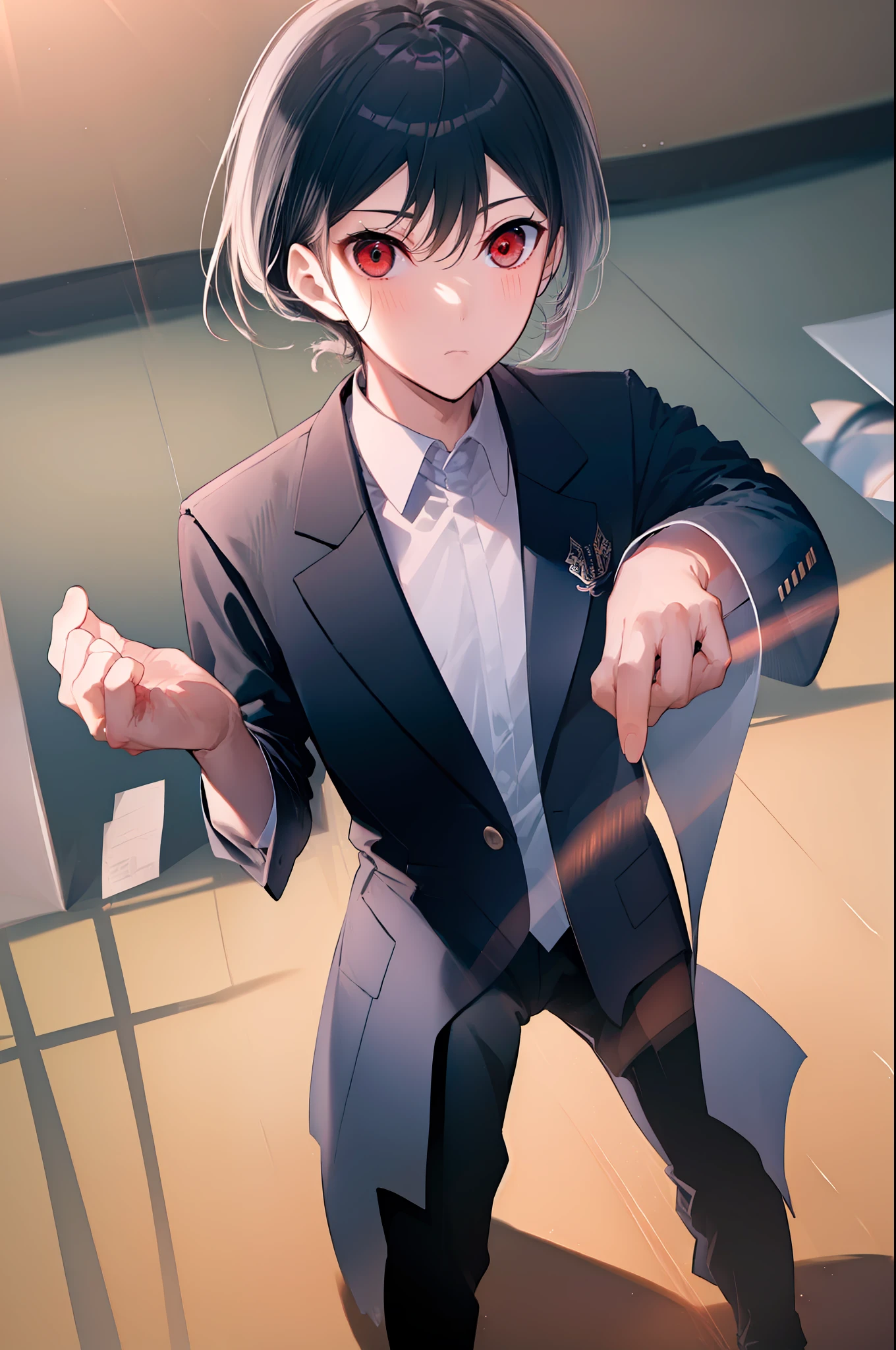 ((obra-prima)), ((melhor qualidade)), alto, ((((((1garoto)))))), (((A boy with short black hair and red eyes))), ((((There is only one person)))), Kiyotaka Ayanokuji, ((((1garoto adolescente de 15 anos)))), (((men's school uniform white shirt black jacket open jacket long black pants))), (((Olhos vermelhos))), (((((((cabelo curto preto))))))), ((corpo completo anatomicamente correto)), pernas normais, ((utiliza sapatos pretos)), ((He has a scared face and confusion)), ((Detailed full scenario)), ((mystery)), ((terror)), ((Tempo tenso)), Postura equilibrada, blush sutil | | | | | | | | | | |, pingente de cristal BREAK hora dourada, (Rim lighting): 1.2, tons quentes, reflexo do sol, sombras suaves, cores vibrantes, painterly effect, dreamy atmosphere BREAK scenic lake, montanhas distantes, salgueiro, calm water, reflection, nuvens iluminadas pelo sol, Ambiente tranquilo, idyllic sunset, Ultra Detalhado, Arte Oficial, papel de parede 8k da unidade, Zentangle, mandala