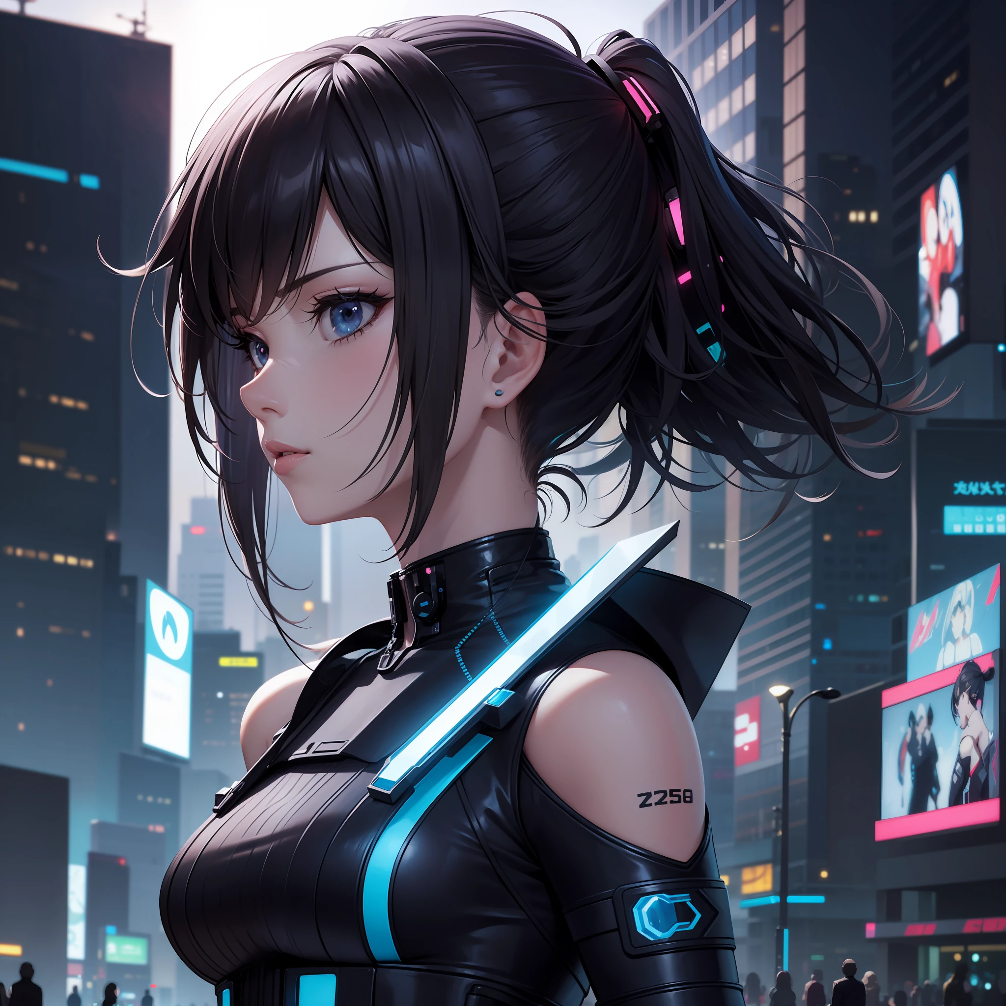 Profile picture half body portrait cyberpunk closeup dress up Sci-Fi, cute Anime Japan 2d, Sharp focus 16k resolution Very sharp, Hyper detailed, 8k, Hyper realistic detail