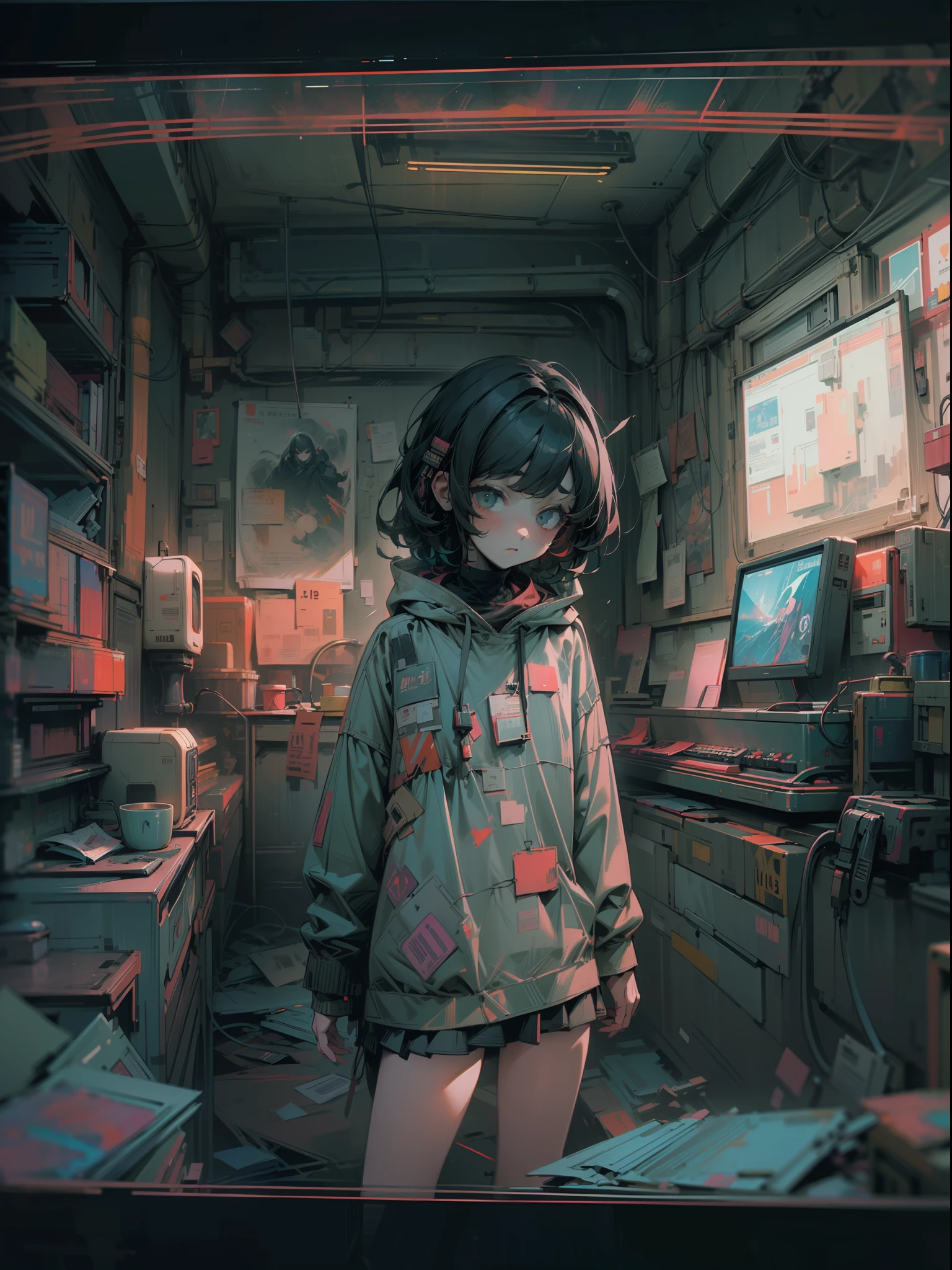 ((Best Quality, 8K, Masterpiece: 1.3)),((Amazing detail: 1.2)),((illustration: 1.1)),glitch,Signal fault,lofi,lofi style,Distorted,horror,dark style,Glitch Art,film grain,