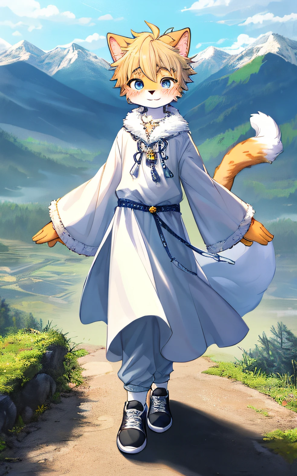niji, (1boy:1.4), (jw3), cat boy, (furry:1.5),(cub), ultra cute face,light blue fur, body fur, (thick thighs:0.5), (full body:1.1), perfect lighting, (masterpiece), (ultra detailed), eyesgod, blush,White clothes,looking at viewer, solo,pants, tail, long dress,outdoors,shoes,Mountain top,BREAK,aoeu,aoeu,aoeu,aoeu,aoeu,aoeu,aoeu,aoeu,aoeu,aoeu,aoeu,aoeu,aoeu,aoeu,aoeu,aoeu,aoeu,aoeu,aoeu,aoeu,aoeu,aoeu,aoeu,aoeu,aoeu