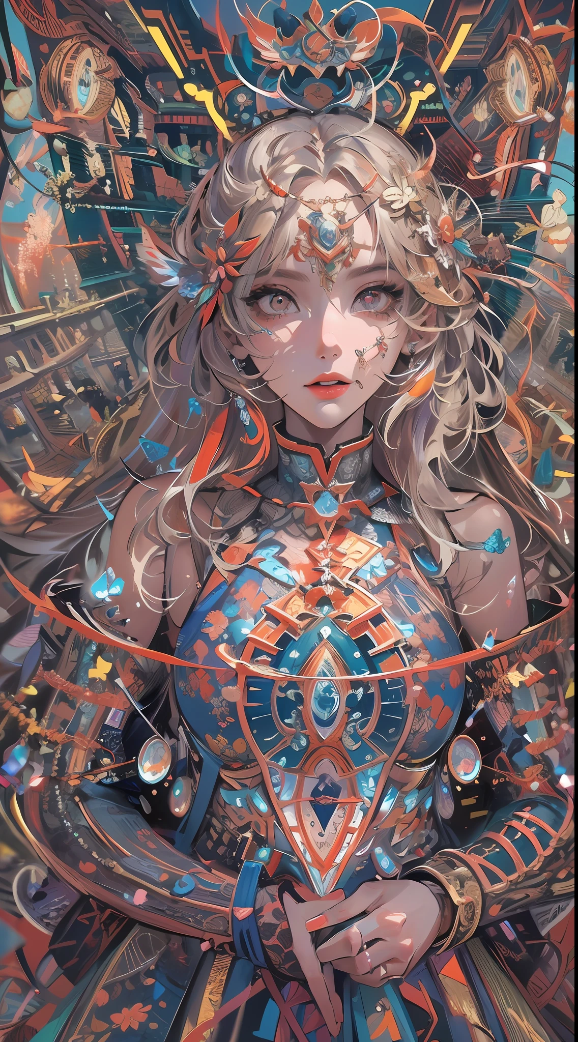 (absurdres, highres, ultra detailed), 1girl, solo, extremely detailed eyes, (official art, beautiful and aesthetic:1.2), (fractal art:1.3), colorful, highest detailed