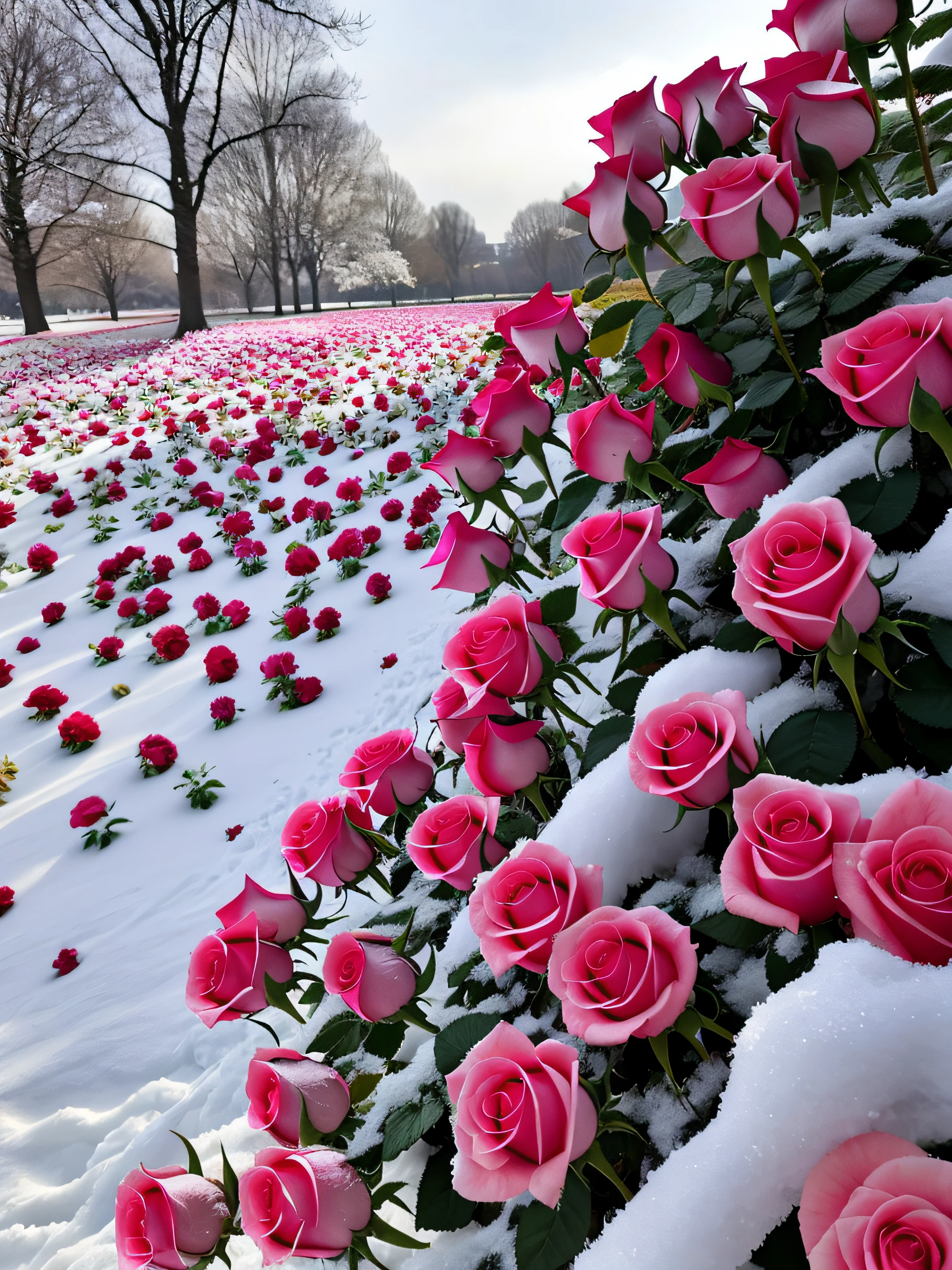 The pink roses in the park are covered in snow, Frozen flowers, Really beautiful nature, Beautiful nature, beautiful aesthetic, Rose garden, Rose, Incredibly beautiful, rosette, Cold but beautiful, beautiful flowers growing, february), shaxi, Beautiful and aesthetic, very very beautiful, Unbelievably beautiful, Beautiful flowers, Uptrend ,, flower, Flowers everywhere, very beautiful photograph of