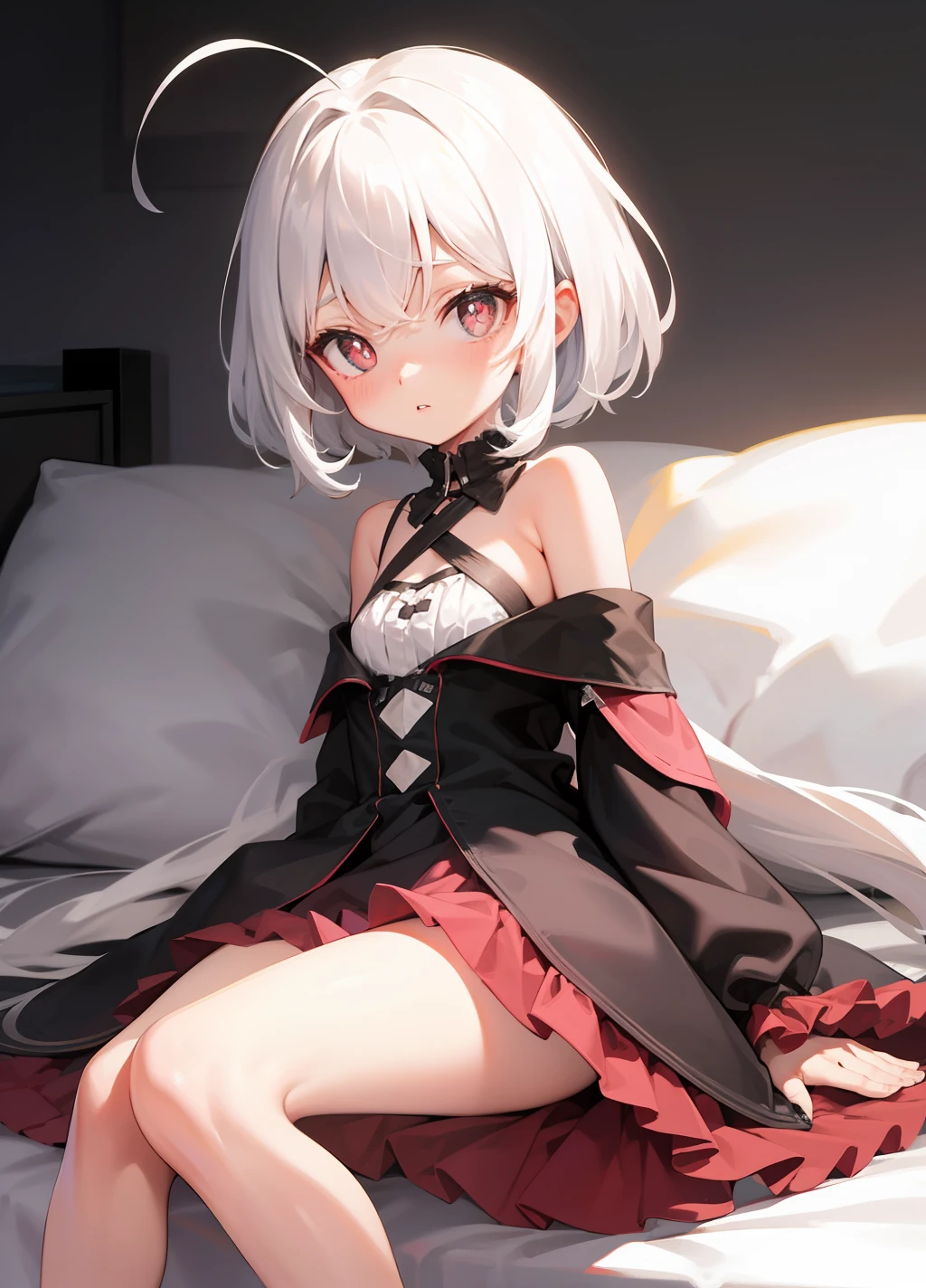 White hair loli different pupils