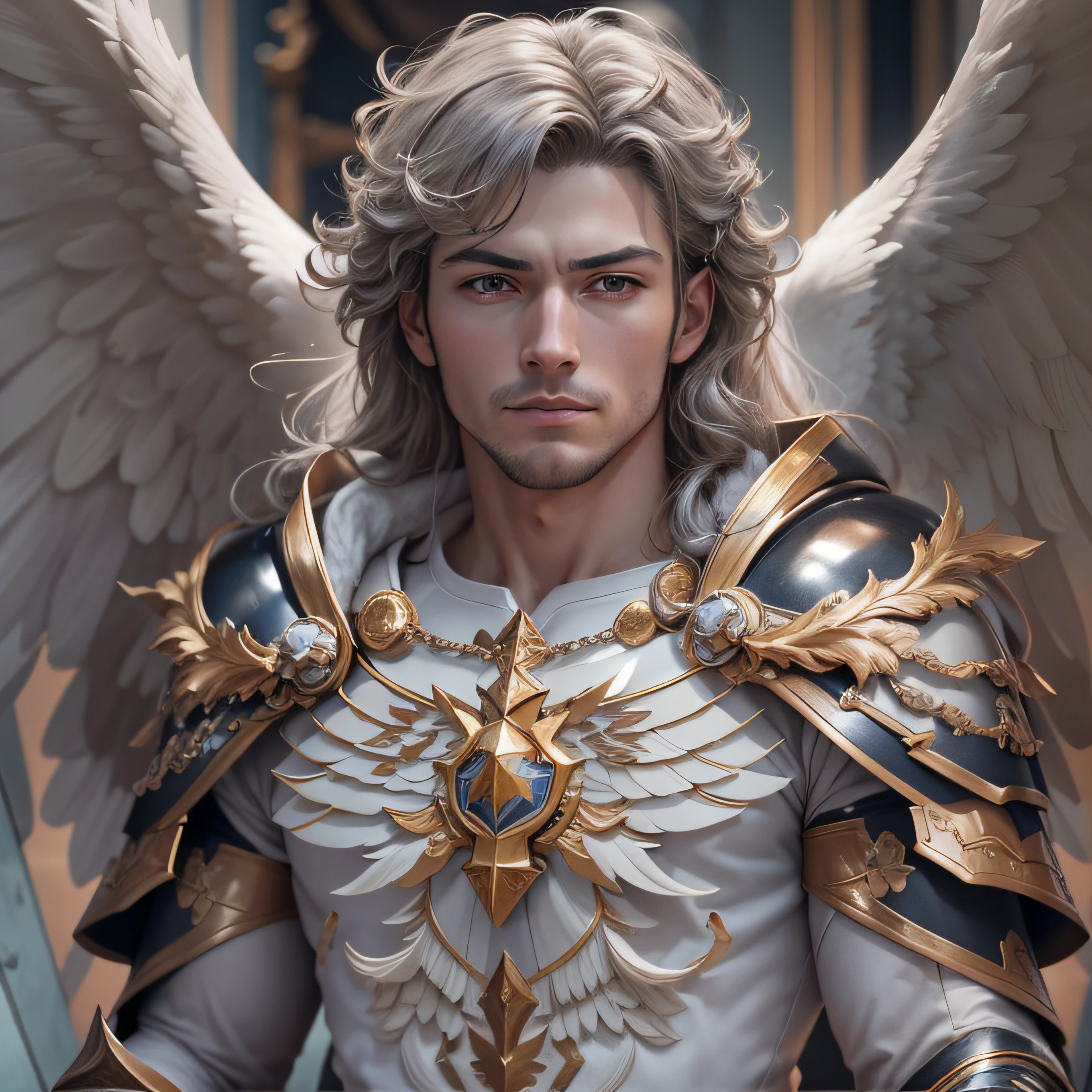 Archangel Michael、The Four Archangels、masutepiece,Best Quality,ultra-detailliert,hight resolution,hight resolution,in 8K,8k portrait,Unity 8k壁纸,extremely details CG,Realistic,Raw photo,Real person,a portrait photo of,Photorealistic,Shiny skin,Detailed skin,12k,