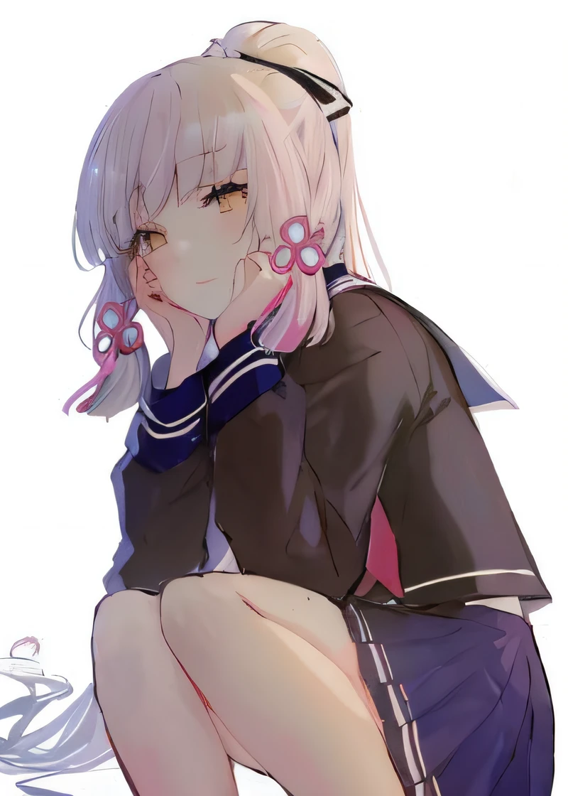 Anime girl kneeling,hand on chin, anime visual of a cute girl, anime moe art style, Beautiful Anime High School Girls, lollipop, Smooth anime CG art, up of young anime girl, An anime girl, High Quality Anime Art Style, gapmoe yandere, anime art style, anime girl profile, clean and meticulous anime art, Marin Kitagawa fanart,4K,8K