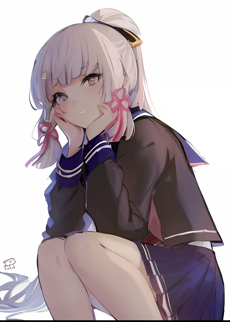 Anime girl kneeling,hand on chin, anime visual of a cute girl, anime moe art style, Beautiful Anime High School Girls, lollipop, Smooth anime CG art, up of young anime girl, An anime girl, High Quality Anime Art Style, gapmoe yandere, anime art style, anime girl profile, clean and meticulous anime art, Marin Kitagawa fanart,4K,8K