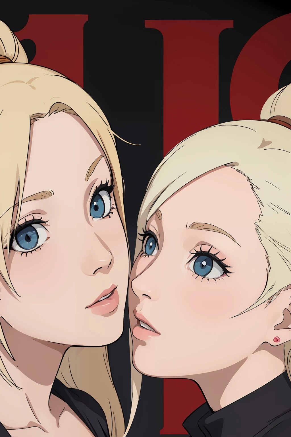 (best quality:1.2), (masterpiece:1.4), two girls, kissing, ino yamanaka, closeup