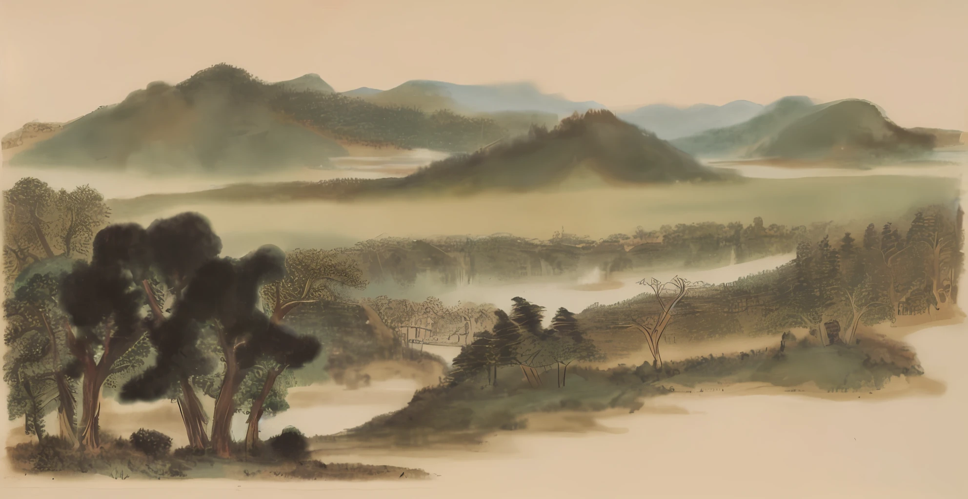 Antique landscape painting