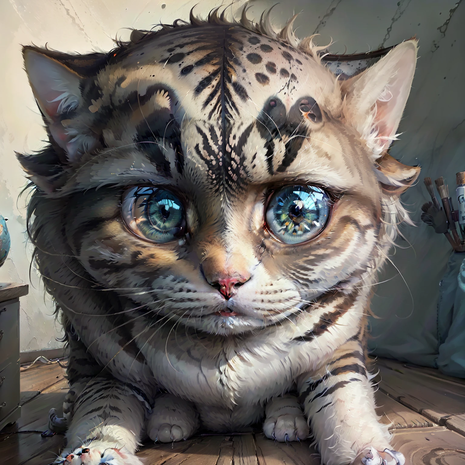 (best quality:1.33), (masterpiece:1.42), (realistic:1.24), (detailed:1.15),
Cute cat, big eyes, in the style of pixar, beautiful 3ds max render, volumetric lighting, global illumination, raytracing, detailed hyperrealism, manga,