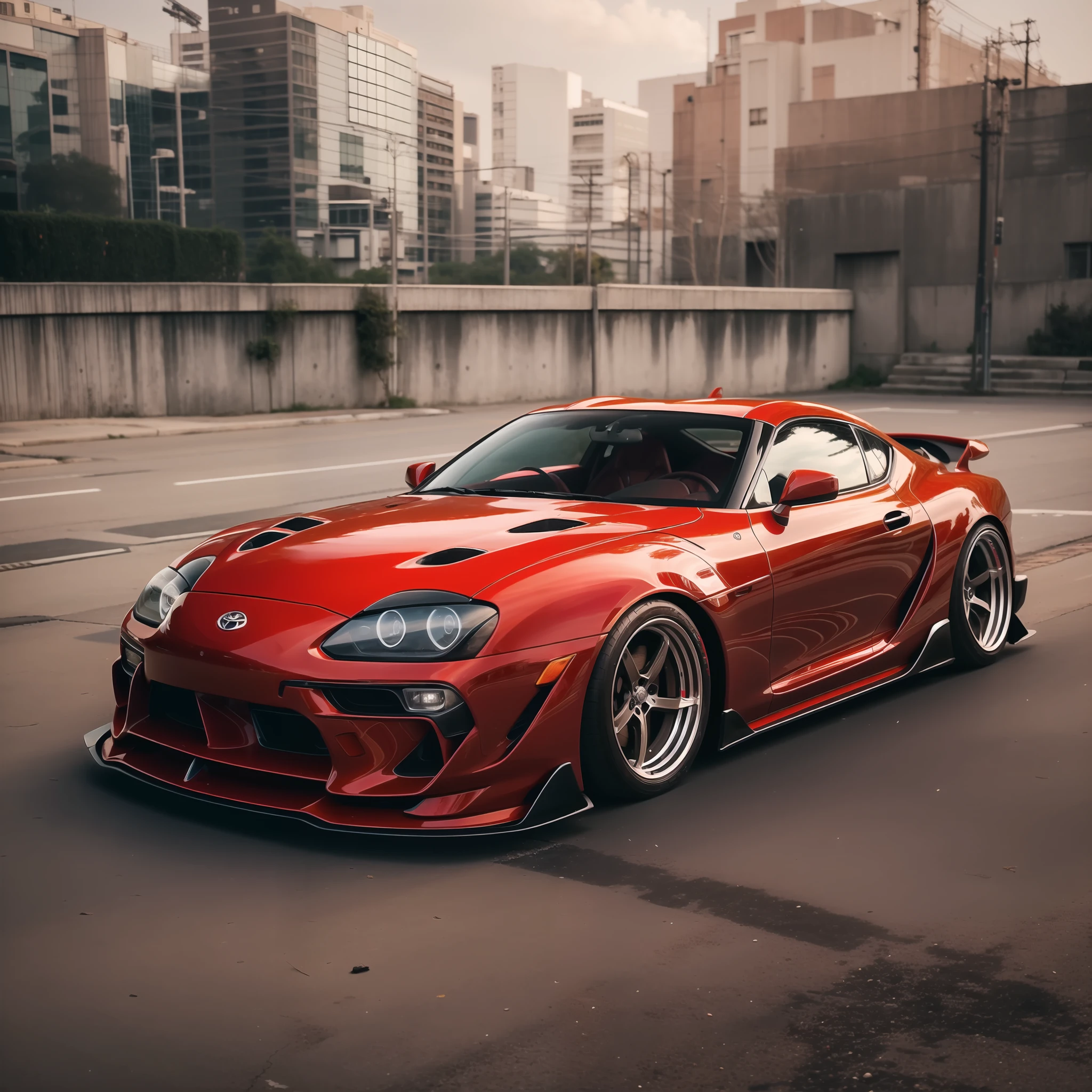 arte conceitual, carro, Toyota Supra, Cor vermelha