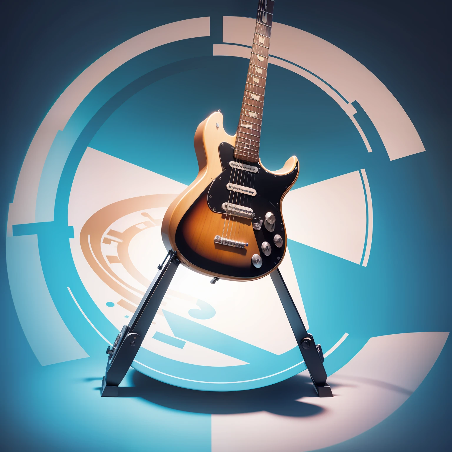 Create a logo for music in circle shape with guitar and other musical instruments,written Musical vibes