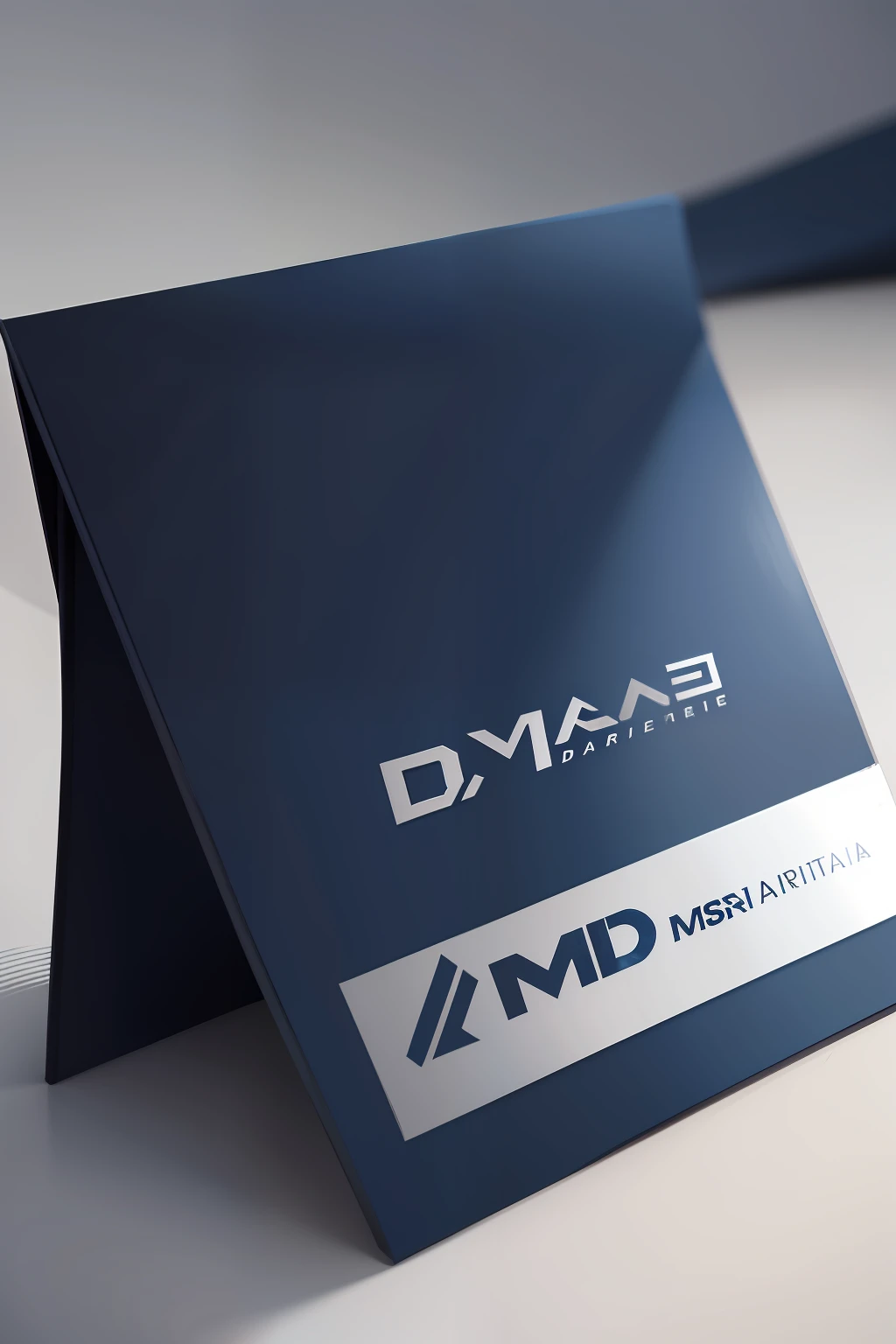 Crie uma logo empresarial, seria, minimalist with the name D M, in dark blue and metallic gray