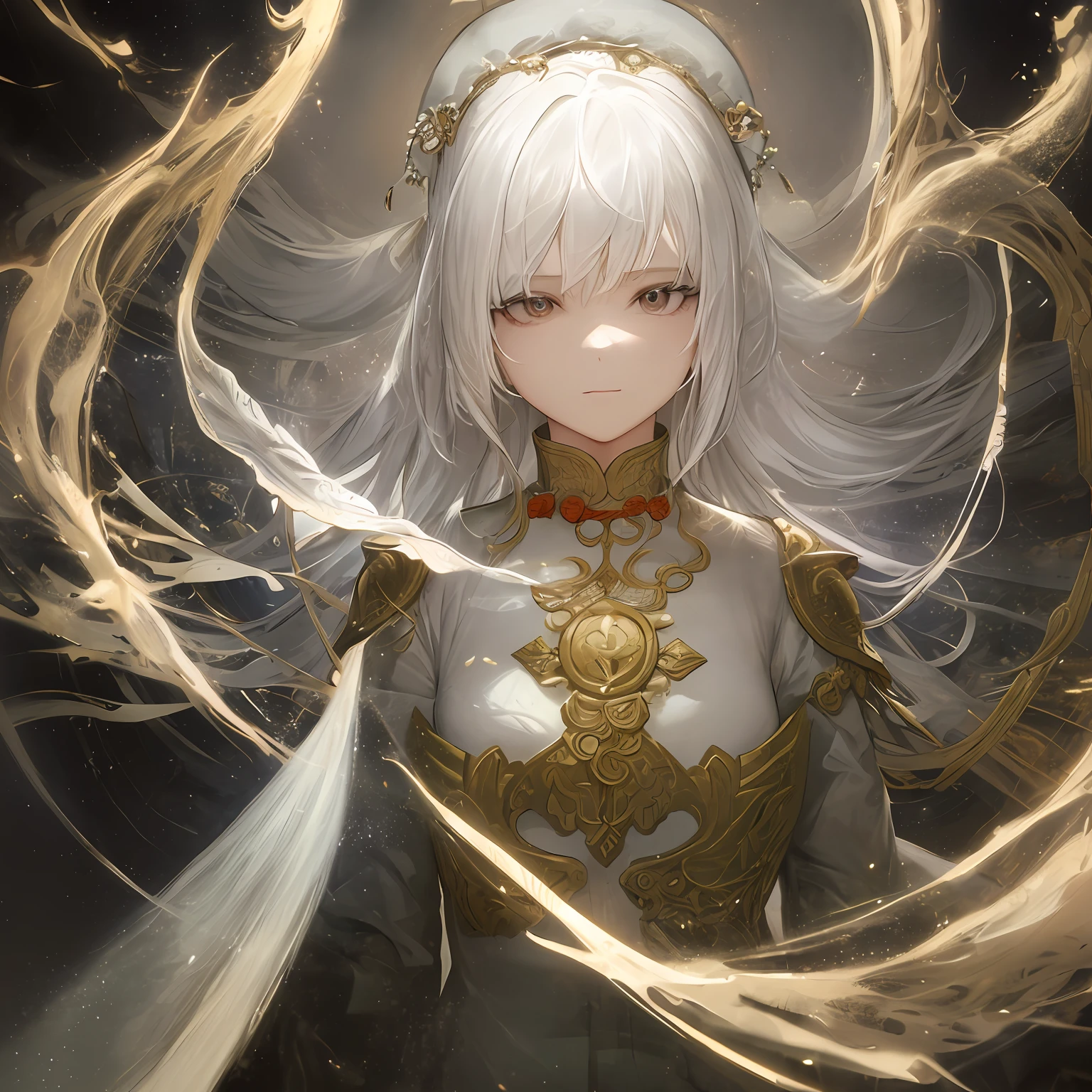 A girl, white hair, gods, ancient Chinese clothing, heavenly gods, super light effects, sunlight, clear face, clean white background, masterpiece, super detail, epic composition, ultra hd, high quality, extremely detailed, official art, super detail, 32k -- v 6